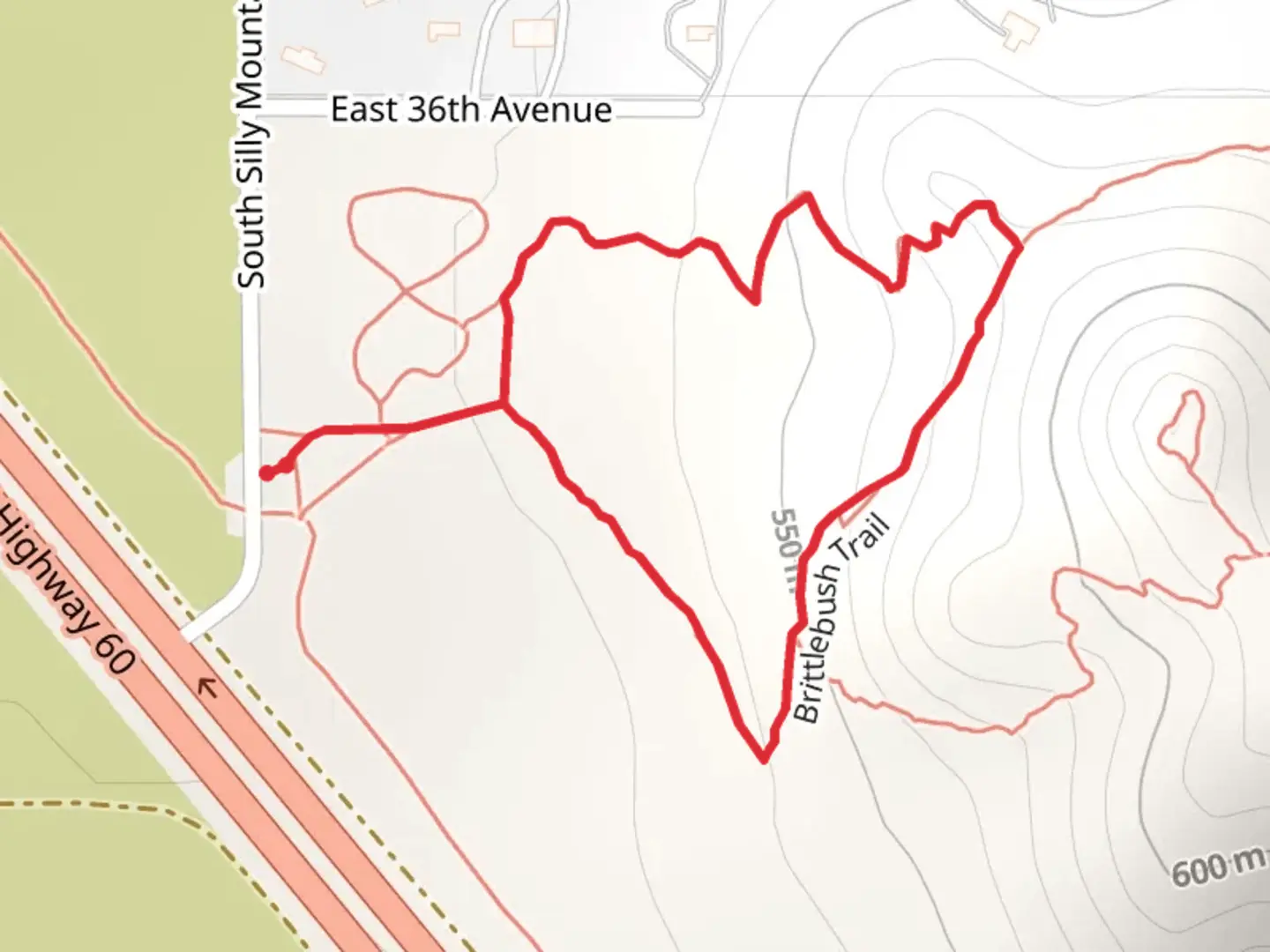 An image depicting the trail Brittlebush Trail and Palo Verde Loop Trail and its surrounding area.