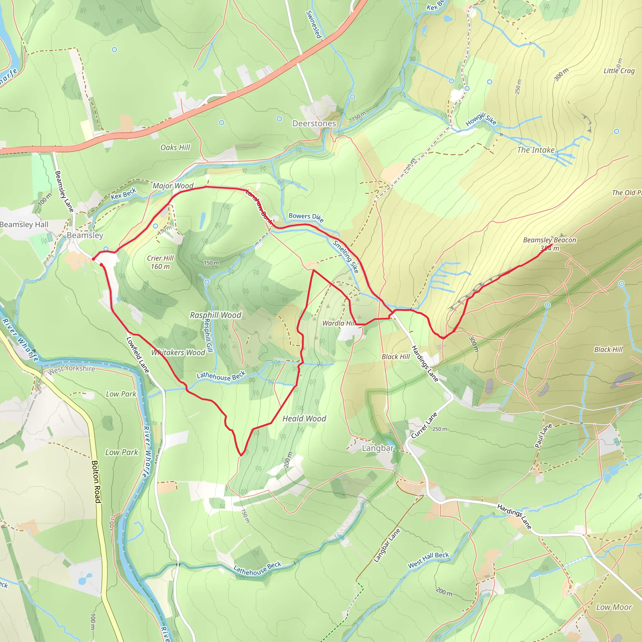 Beamsley Beacon Loop mobile static map