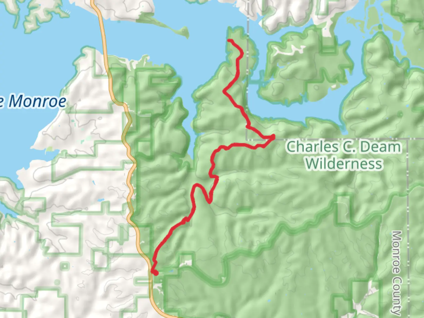 An image depicting the trail Peninsula and Grubb Ridge Trail and its surrounding area.