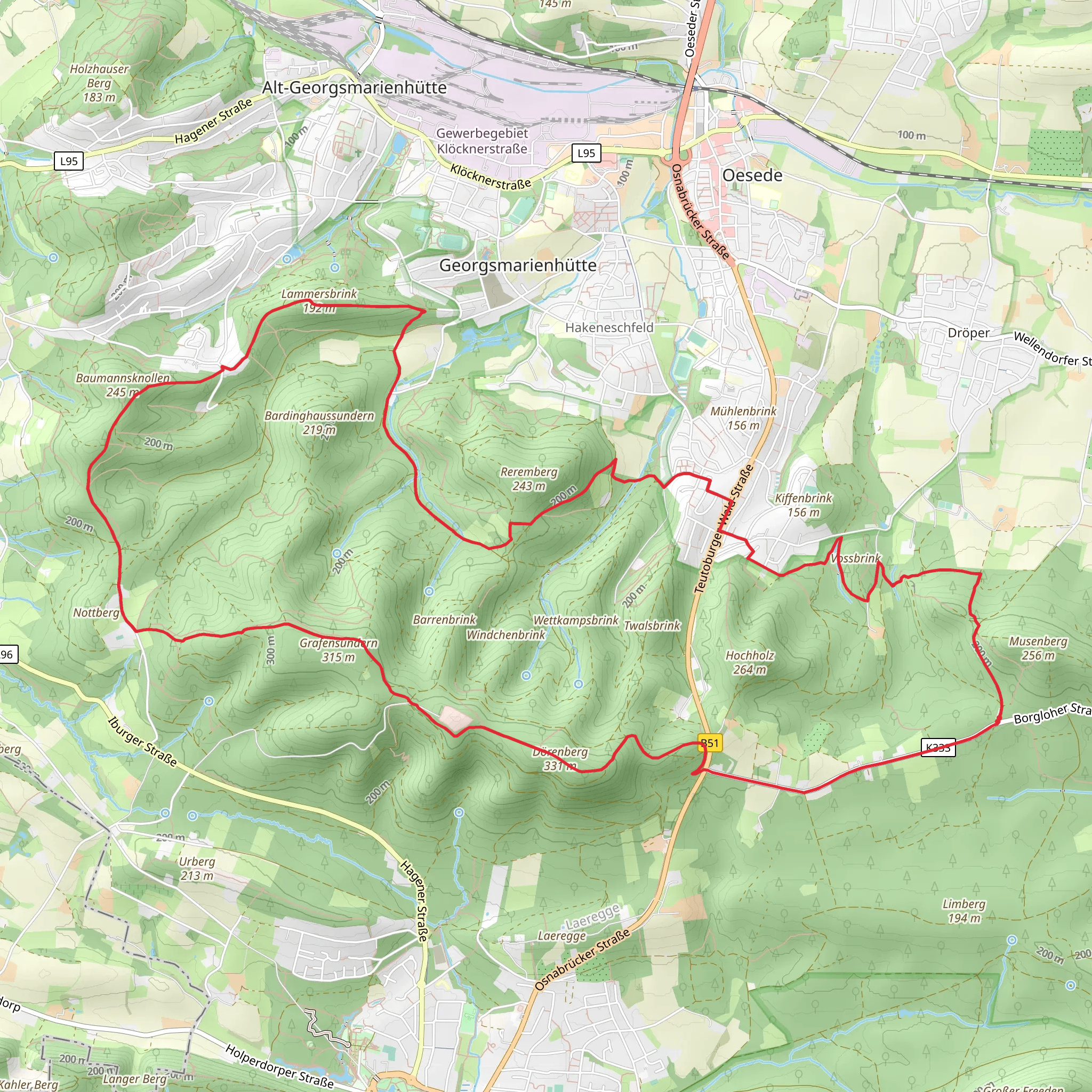 Iburgerwald Loop - Georgsmareinhutte mobile static map