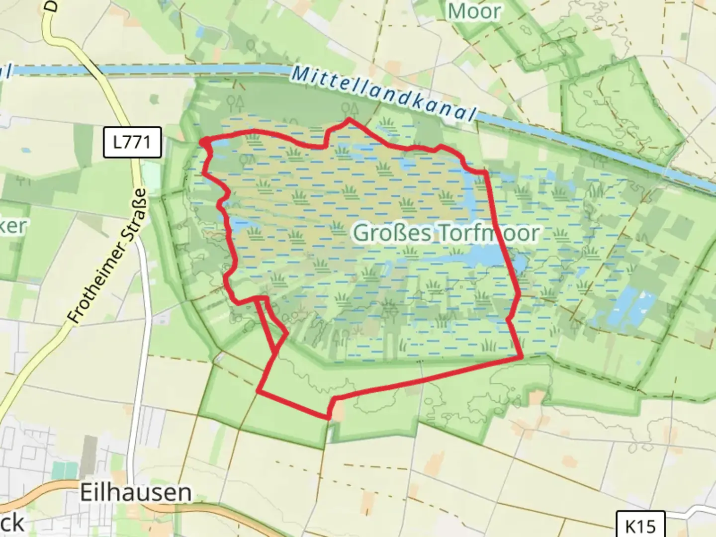 An image depicting the trail Großes Torfmoor Loop via Rundwanderweg 2 Km and its surrounding area.