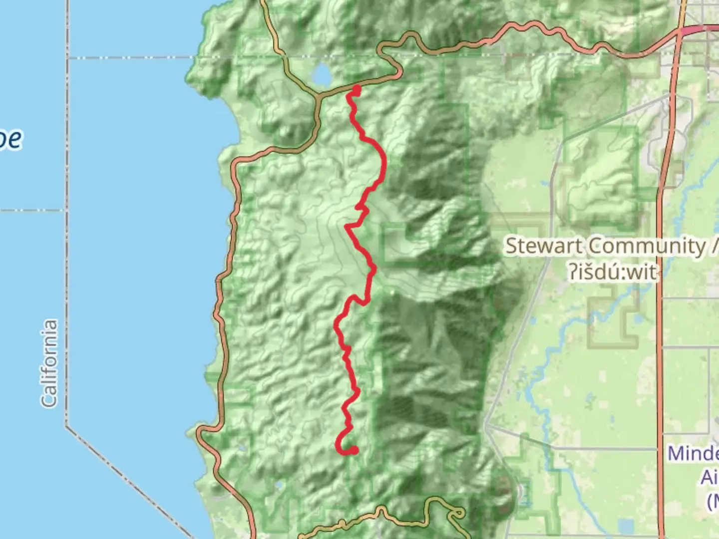 An image depicting the trail Tahoe Rim Trail - Spooner Summit and its surrounding area.