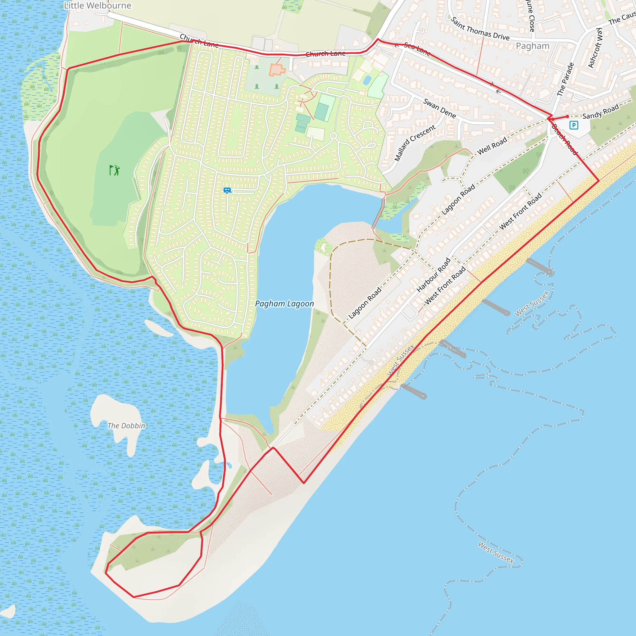 Pagham Lagoon and Pagham Loop mobile static map