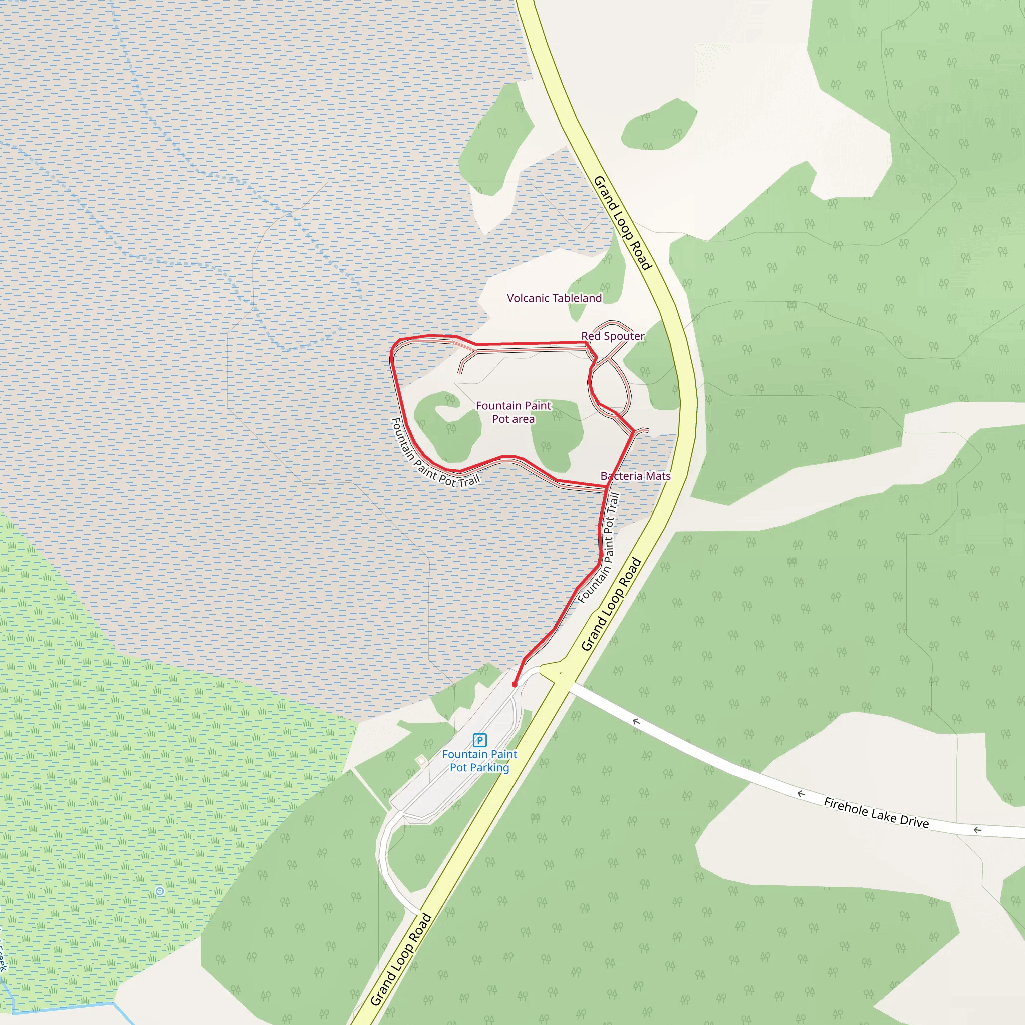 Fountain Paint Pot Trail mobile static map