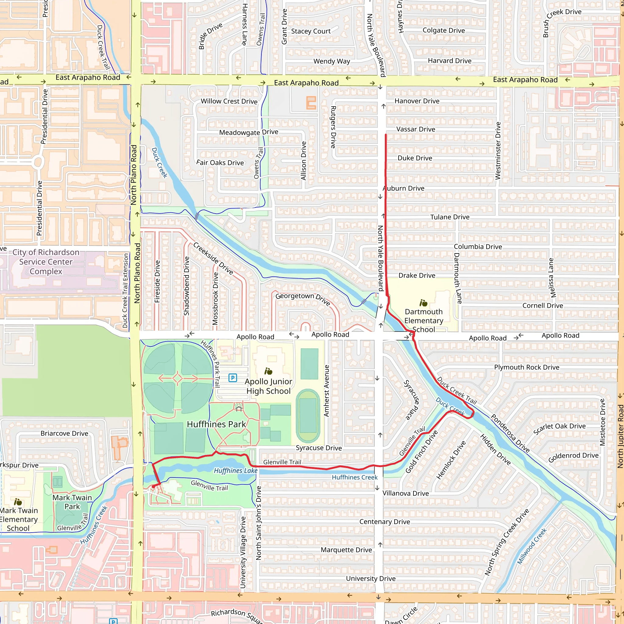 Huffhines Lake and Creek mobile static map