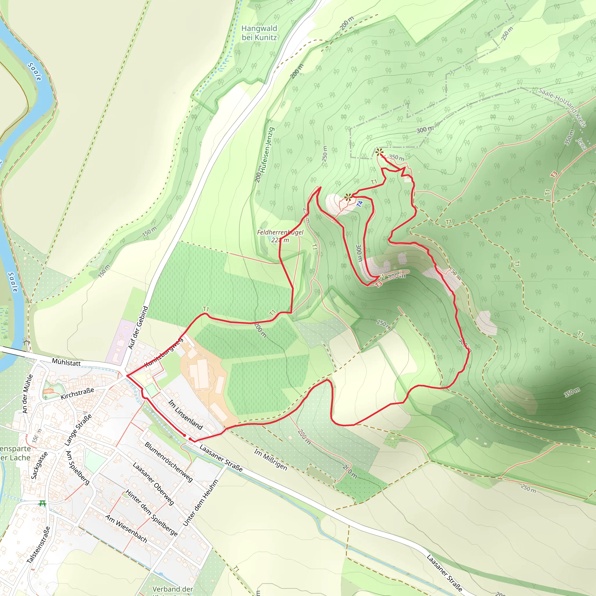 Ruine Kunitzburg and Feldherrenhügel Loop - Kunitz mobile static map