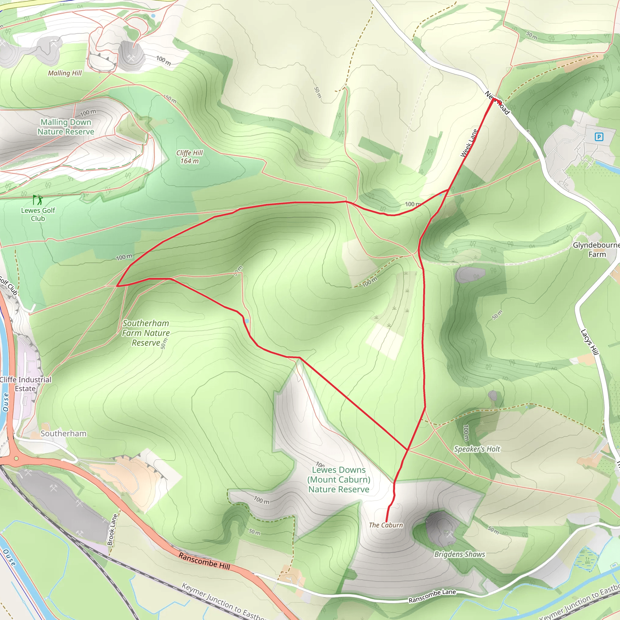 Mount Caburn and Oxteddle Bottom Loop mobile static map