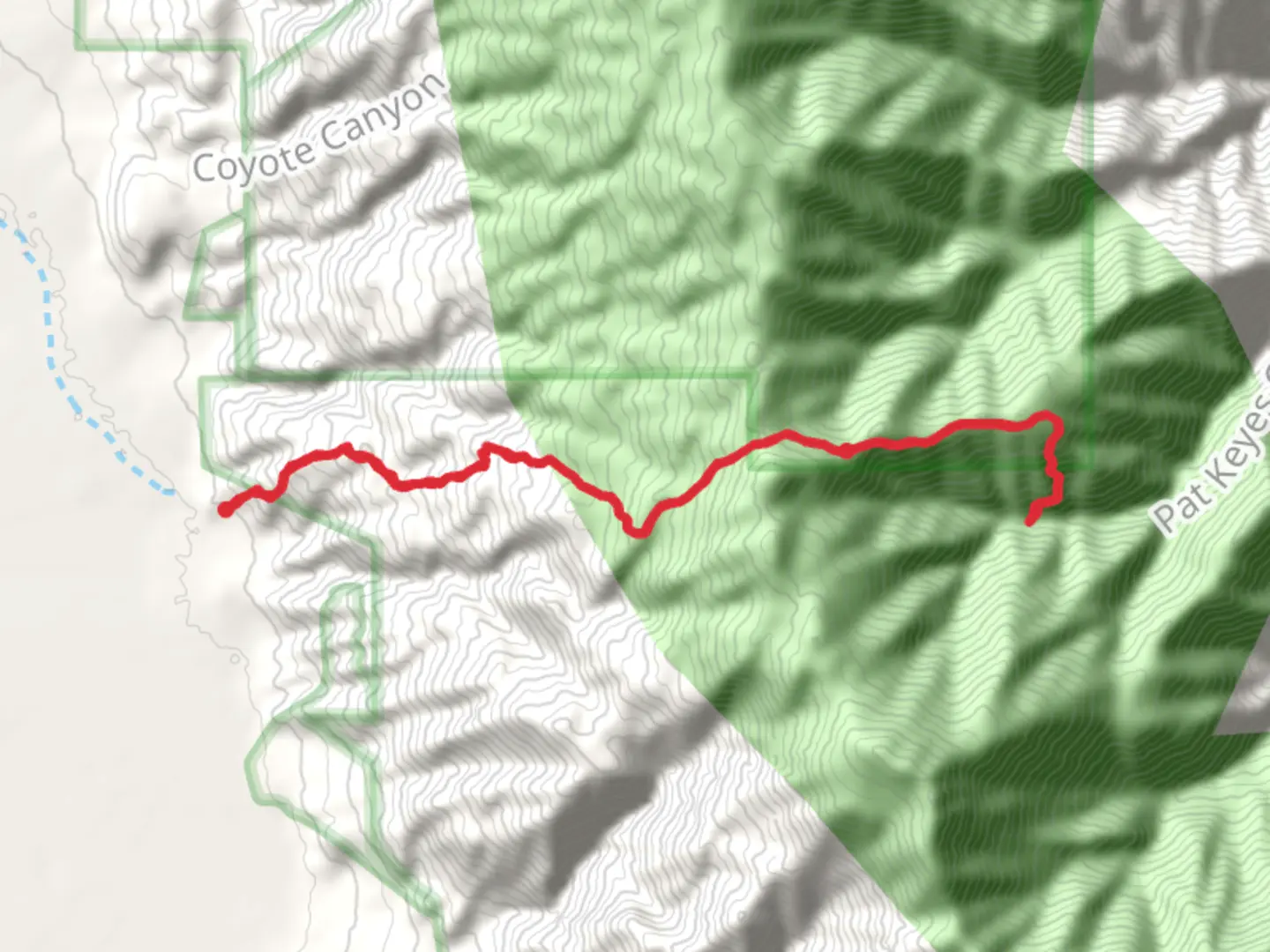 An image depicting the trail Pat Keyes Spring Trail and its surrounding area.