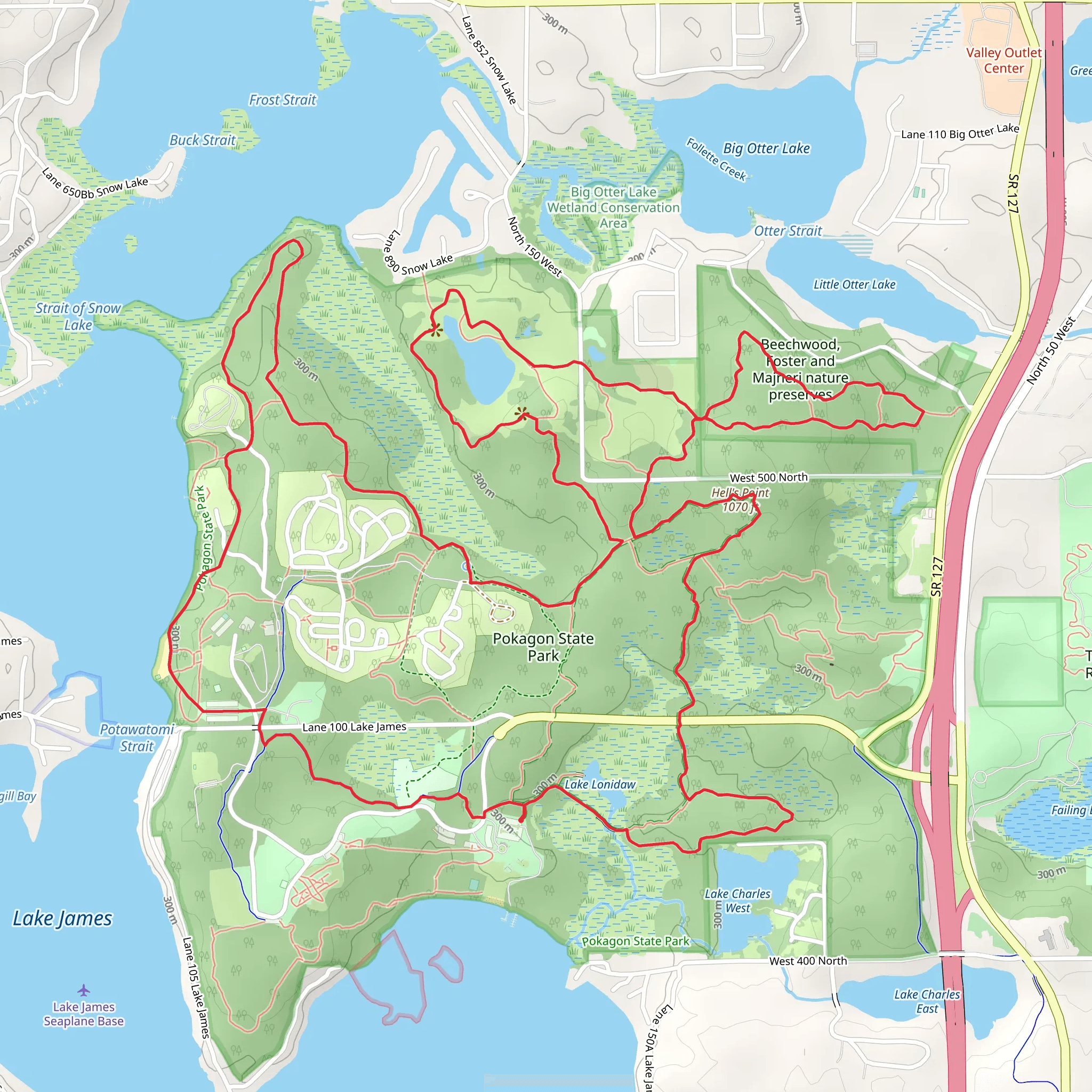 Lake Lonidaw, Hell's Point and Hell's Point Challenge Loop mobile static map