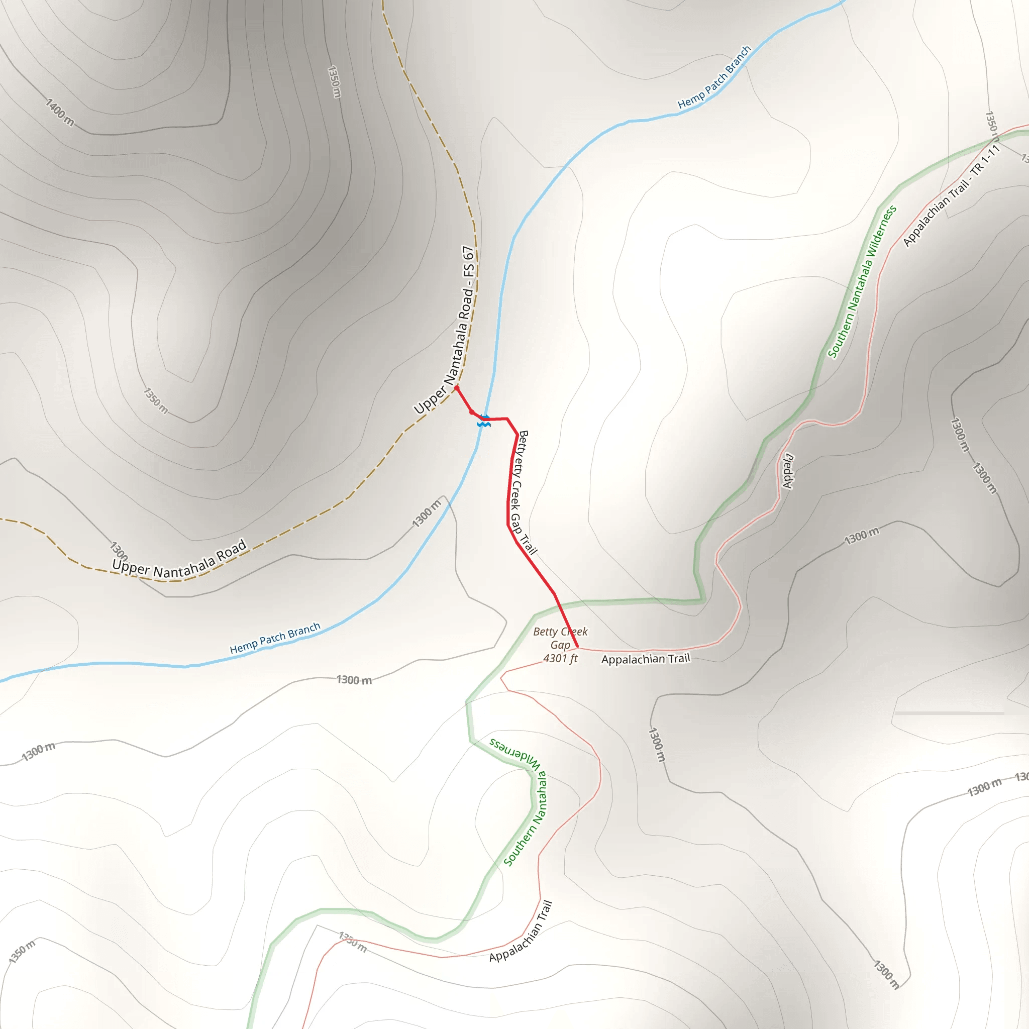 Betty Creek Gap Trail mobile static map