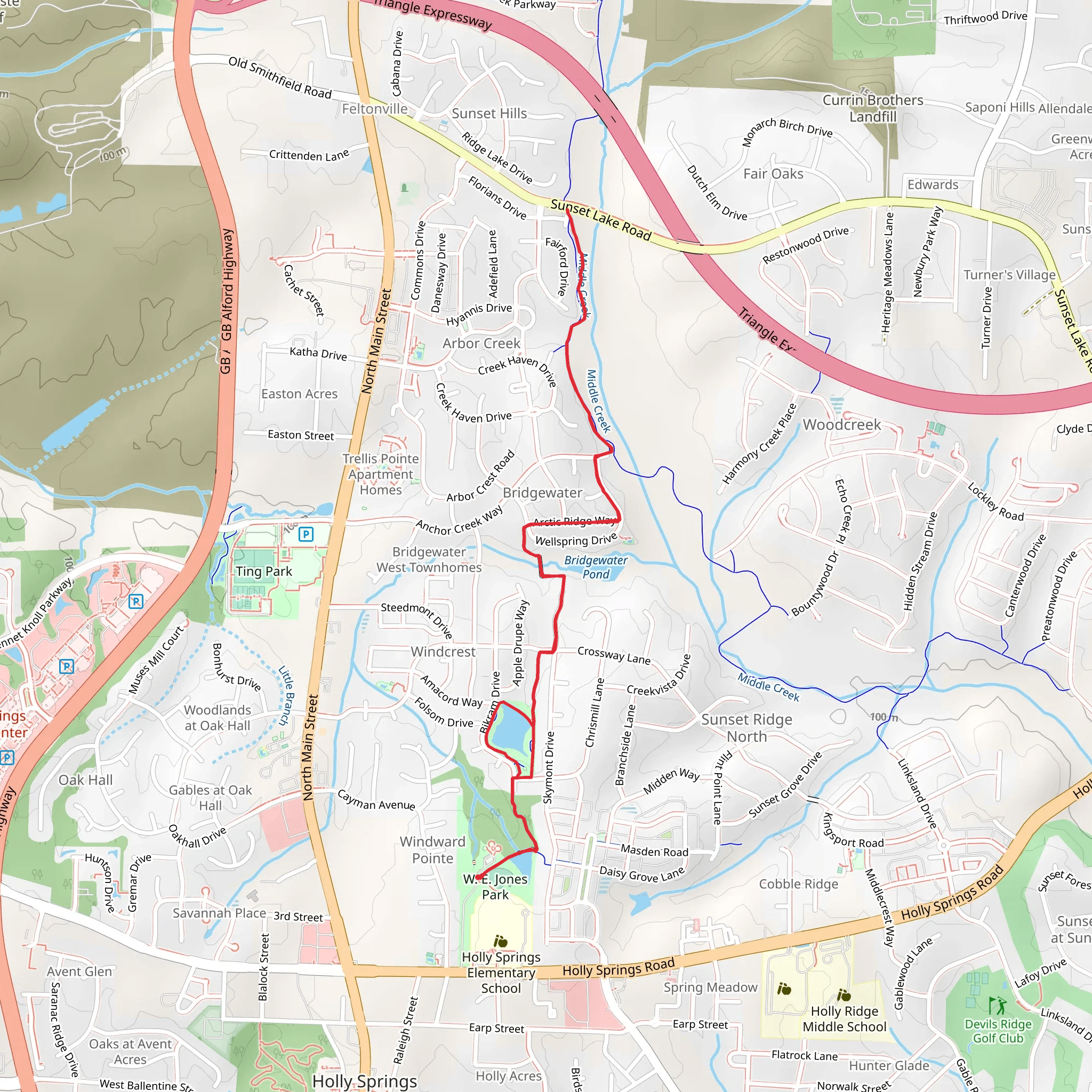 Holly Springs Greenway Trail mobile static map
