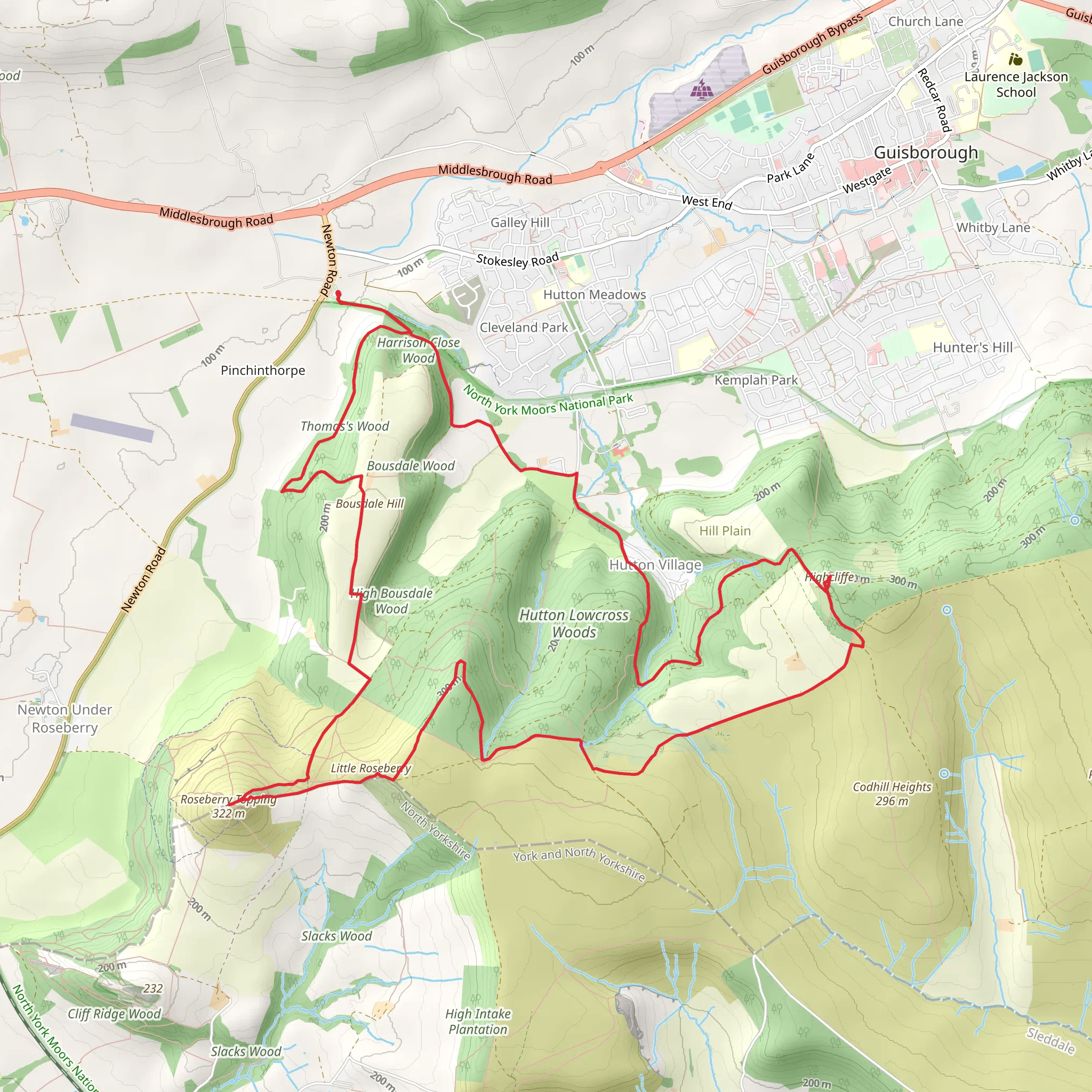 Roseberry Topping, Highcliffe Loop from Pinchinthorpe mobile static map
