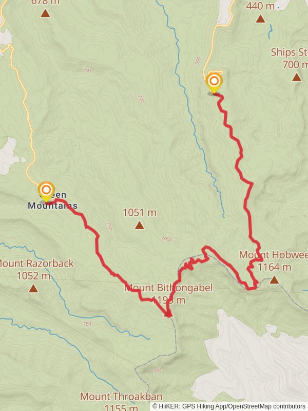 Binna Burra and O'Reilly's Track mobile static map