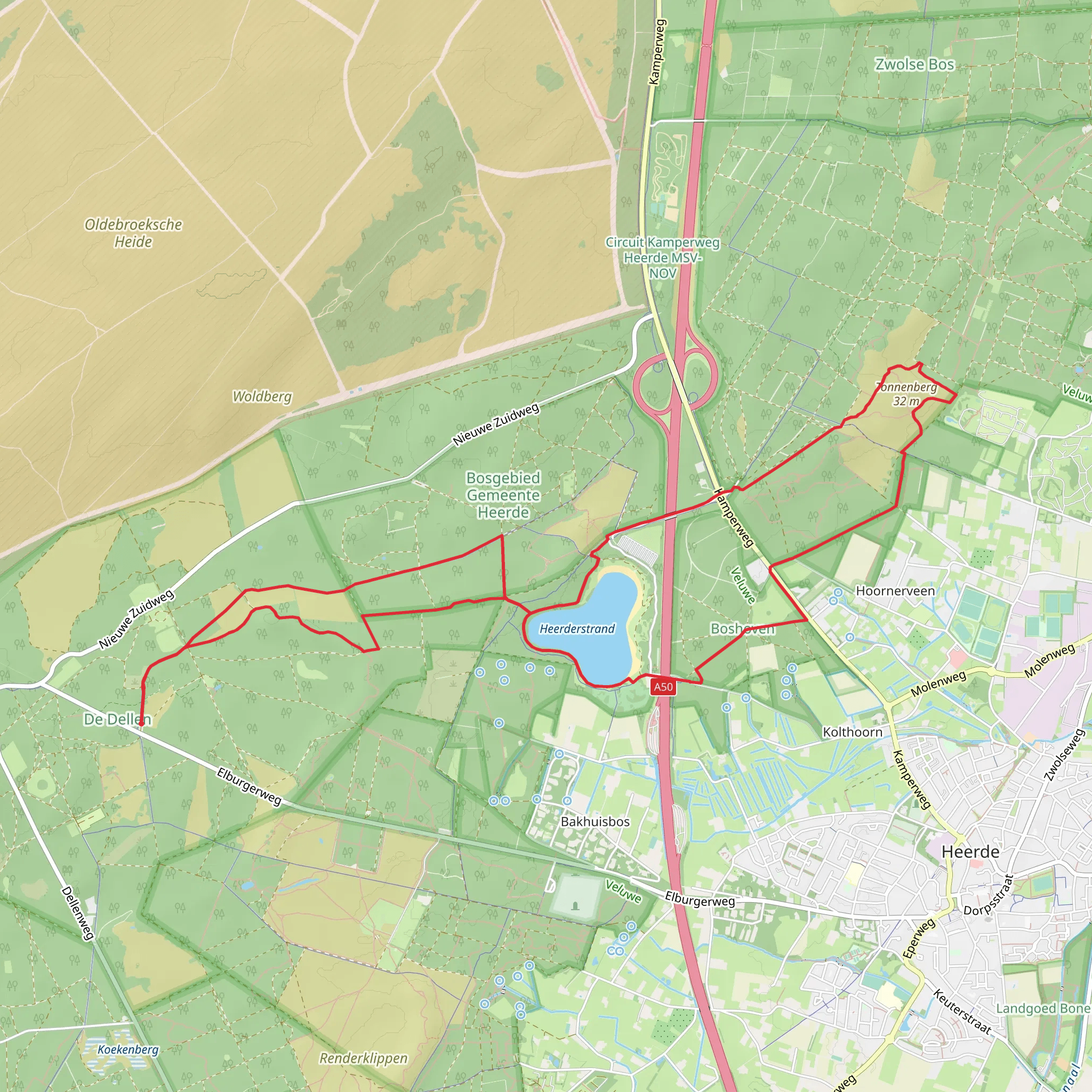Heerderstrand and Tonnenberg Loop mobile static map