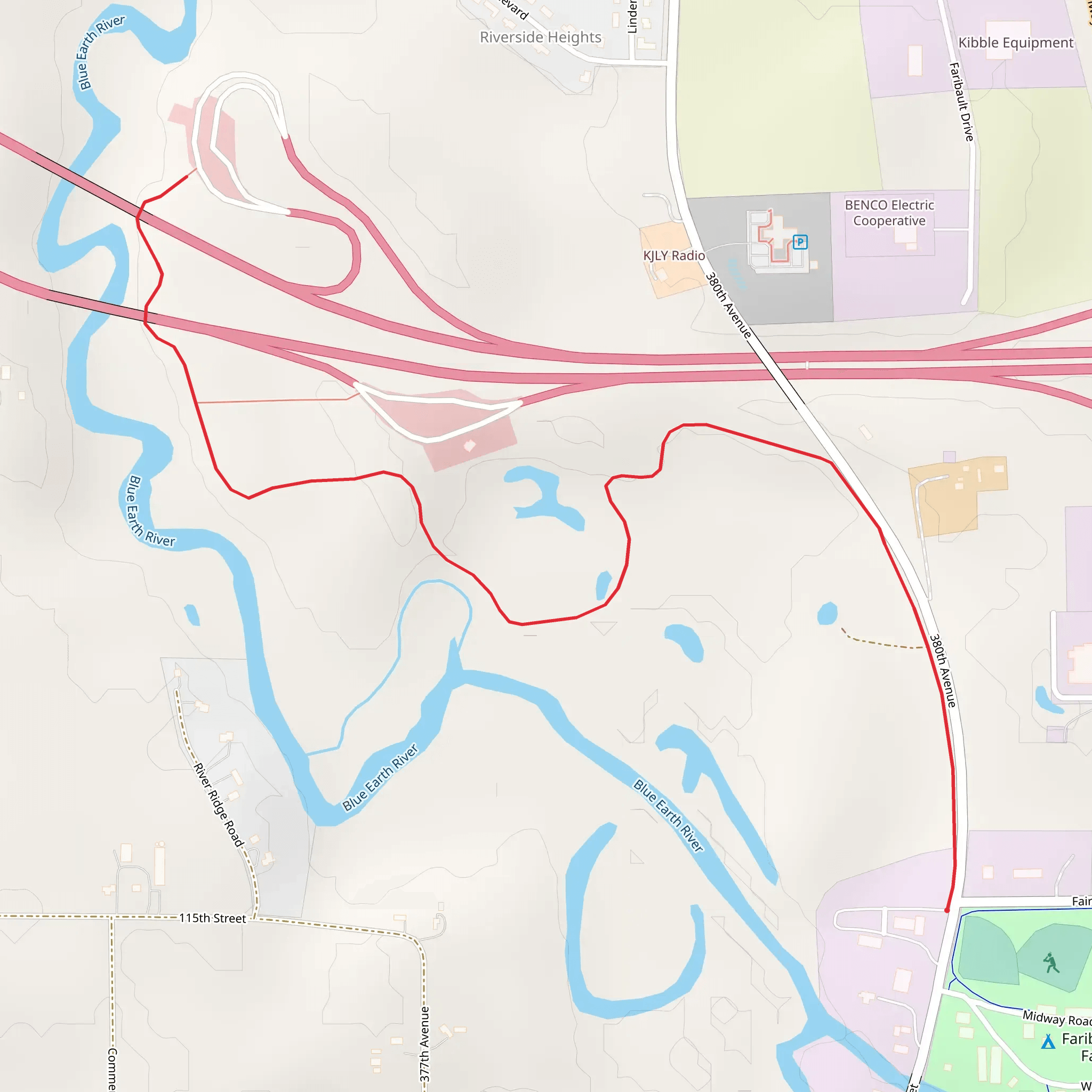 Blue Earth River Walk mobile static map