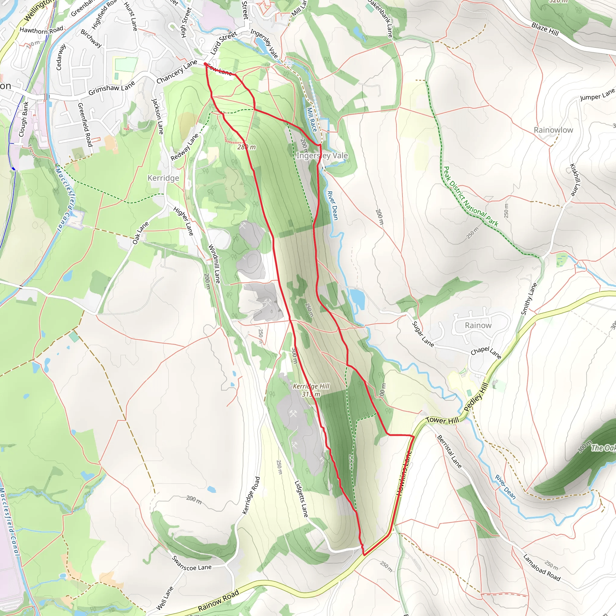 Kerridge Hill and White Nancy Loop from Bollington mobile static map