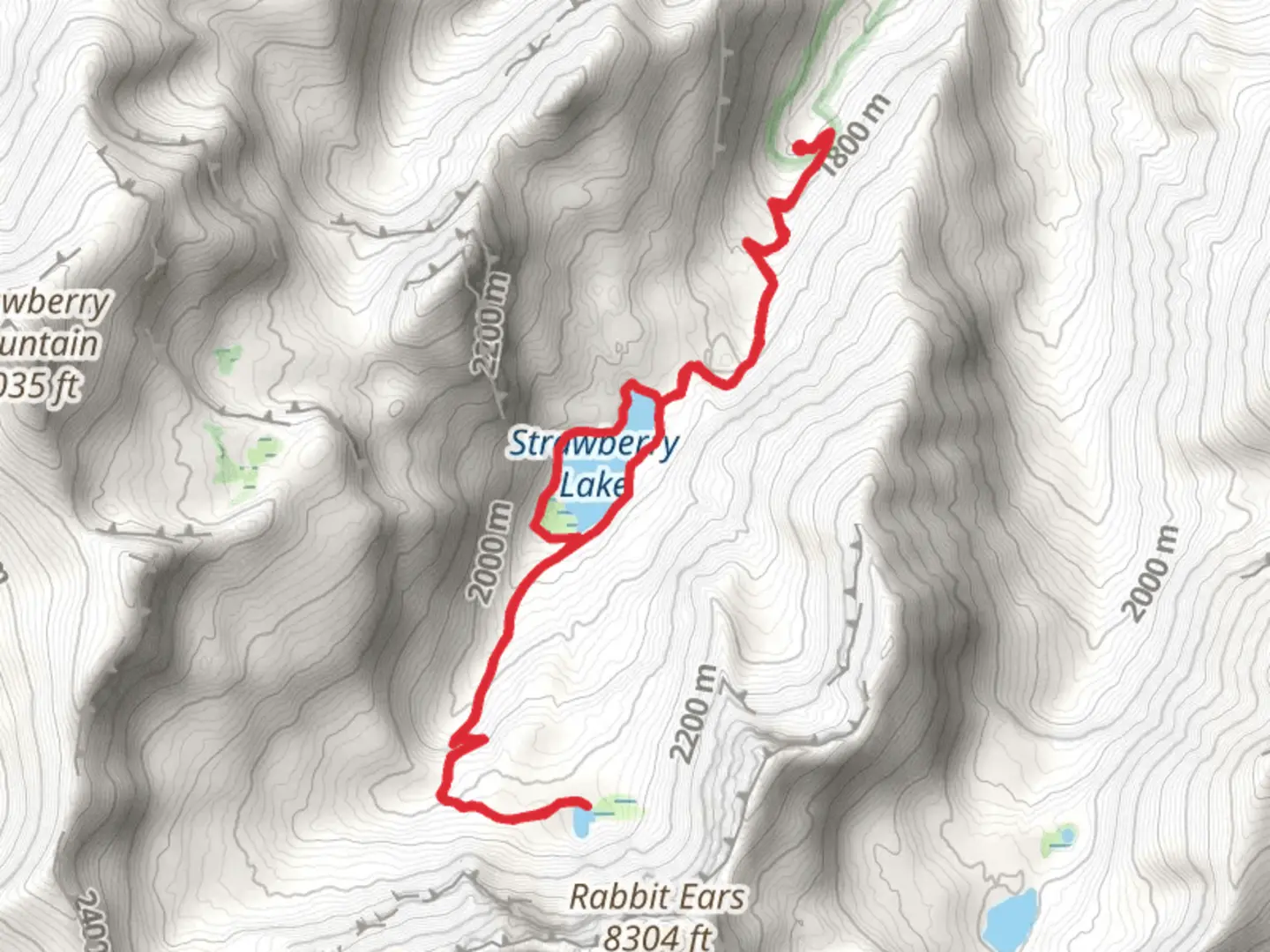 An image depicting the trail Strawberry Lake via Strawberry Basin Trail and its surrounding area.