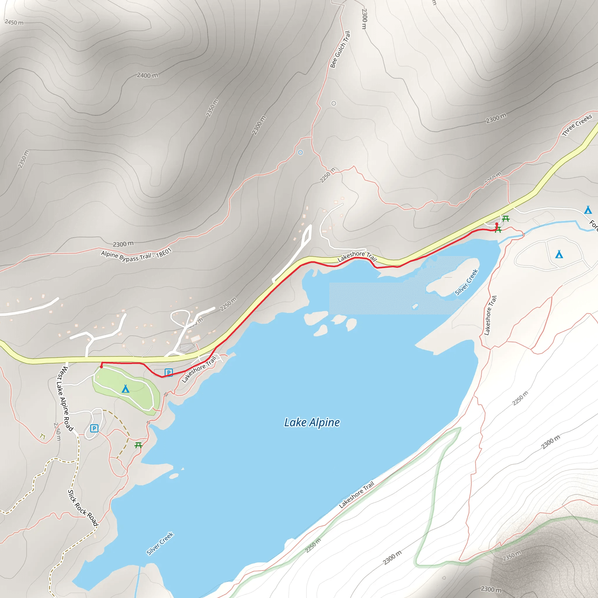 Lake Alpine Campground Trail mobile static map