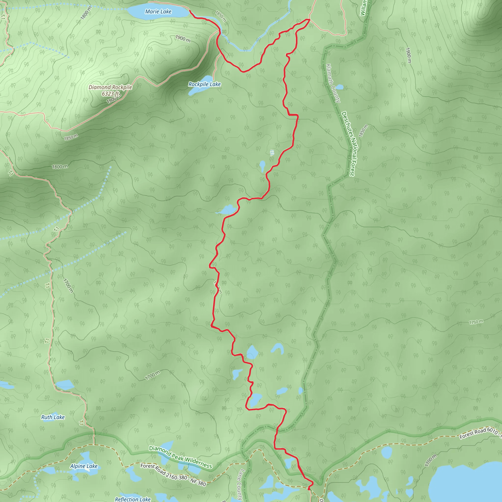 Marie Lake via PCT mobile static map