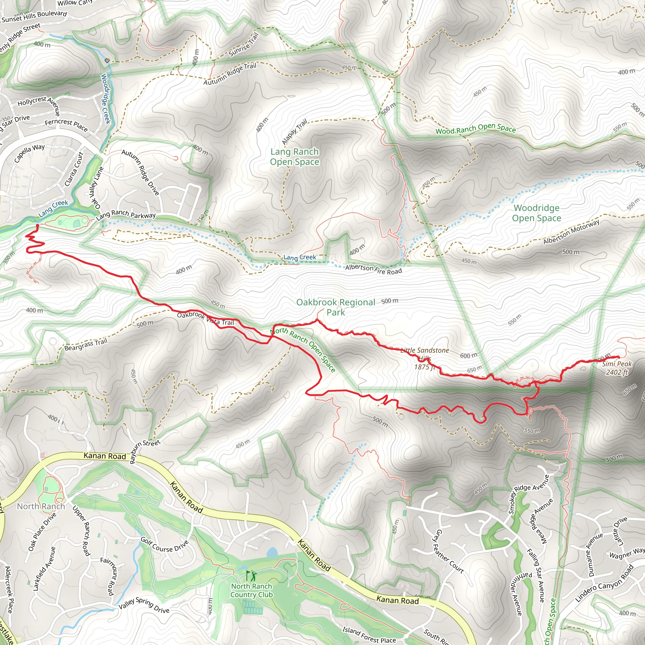 Rabbit Ridge and Oakbrook Vista Loop Trail mobile static map