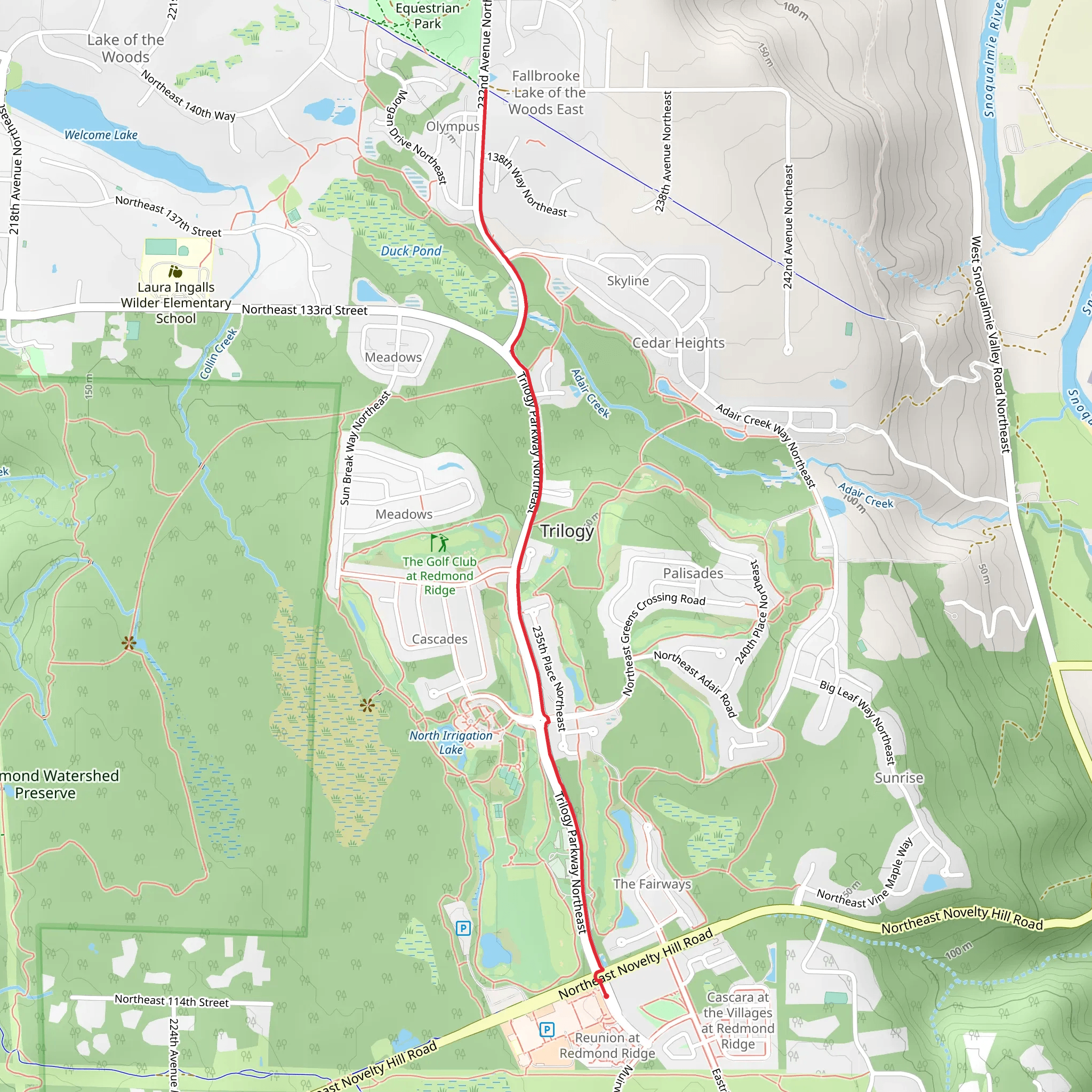 Redmond Ridge Trail mobile static map