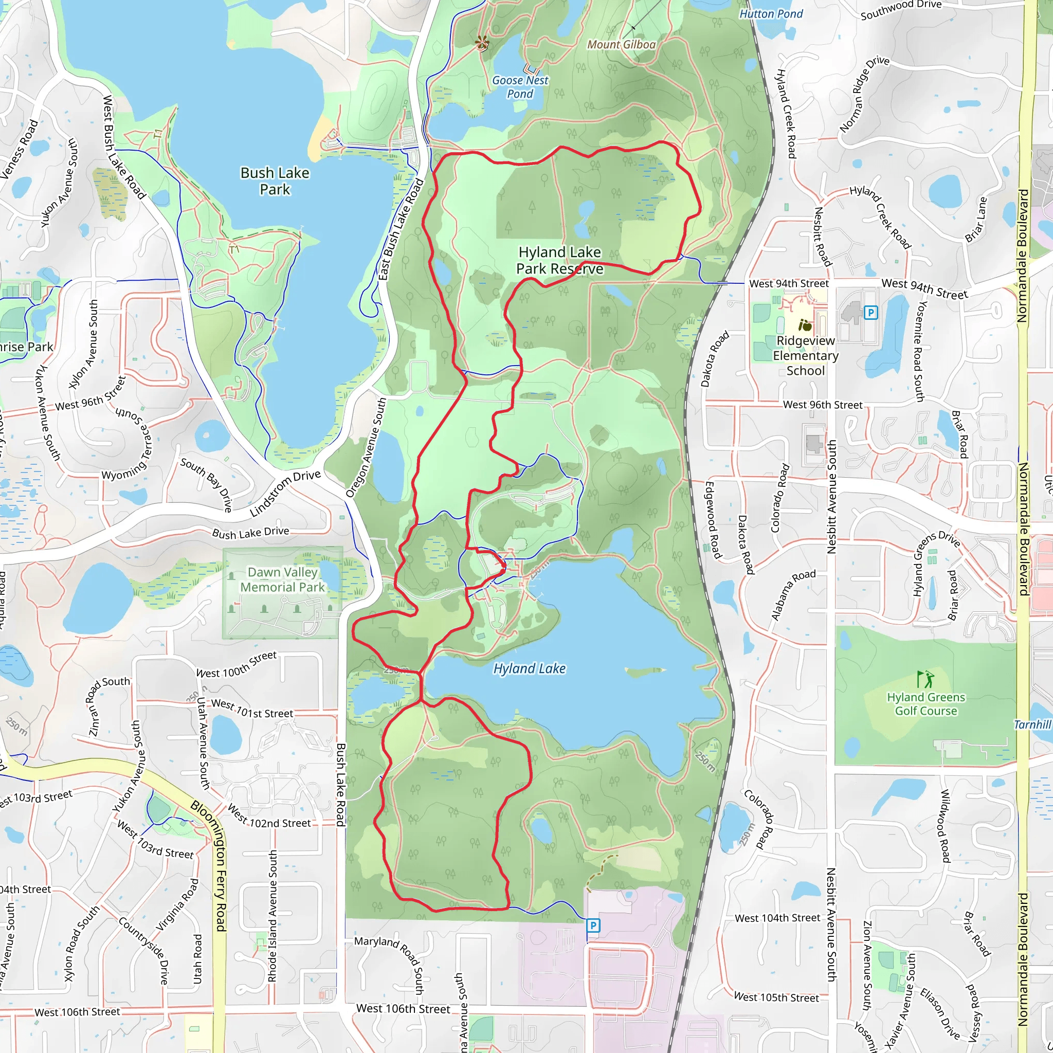 Hyland Lake - CP Rail Regional Trail mobile static map