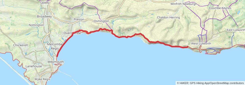 Jurassic Coast Walk stage 8 Map