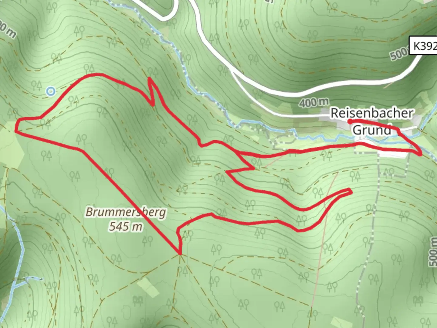 An image depicting the trail Reisenbacher Grund Loop and its surrounding area.