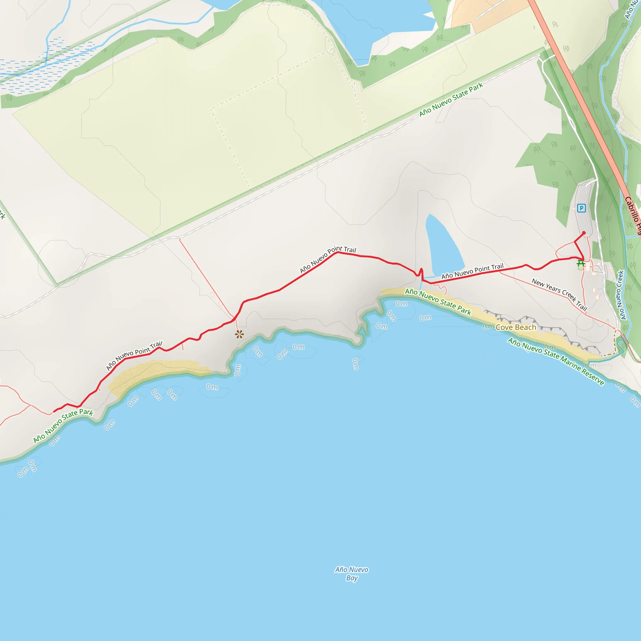 Año Nuevo Point Trail Out and Back mobile static map