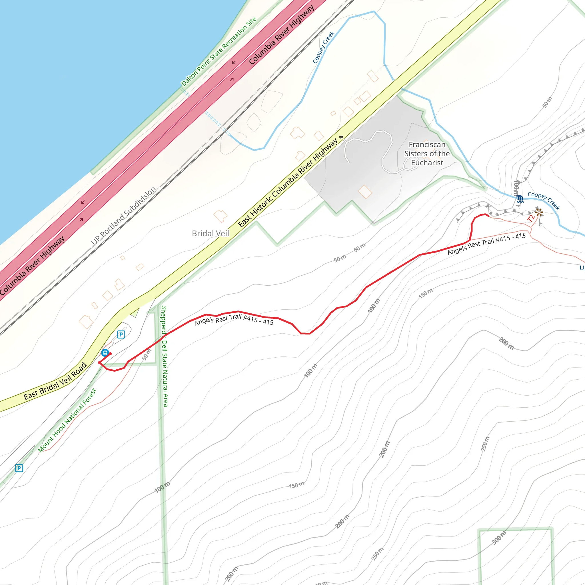 Angels Rest Trail mobile static map