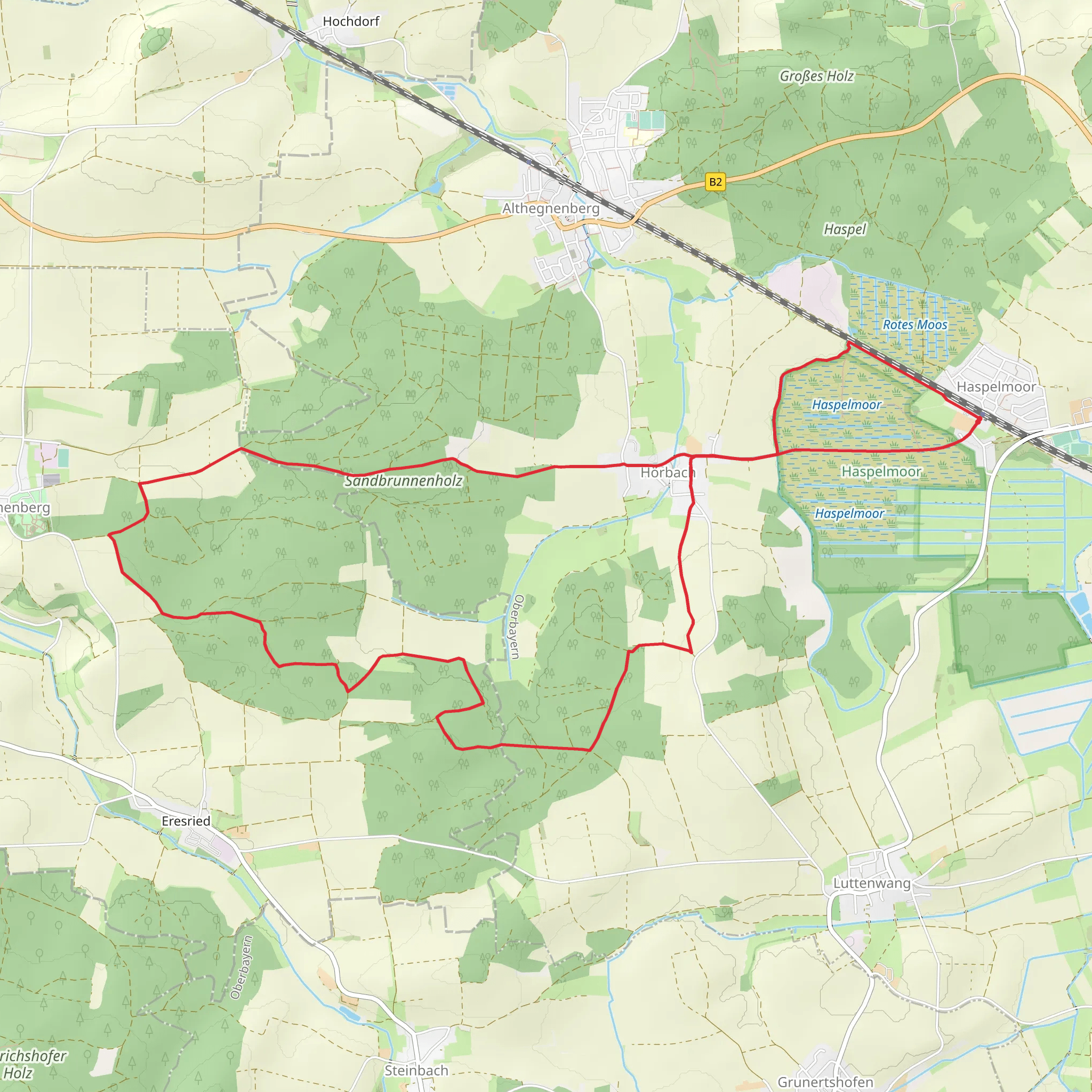 Sandbrunnenholz and Haspelmoor Loop mobile static map