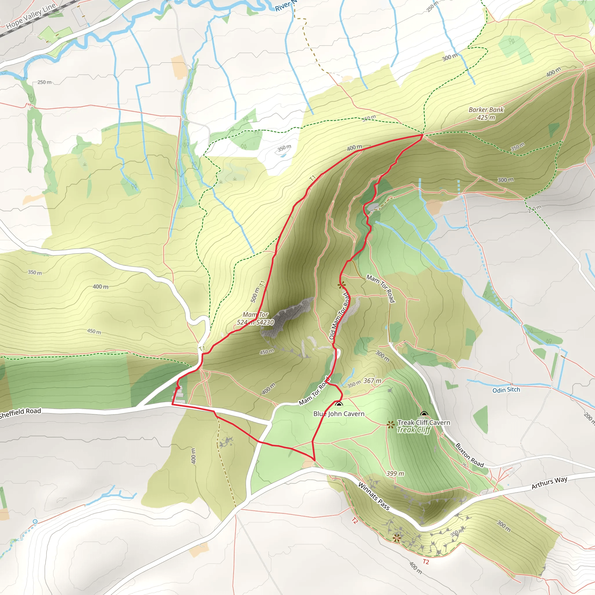 Mam Tor and Hollins Cross mobile static map