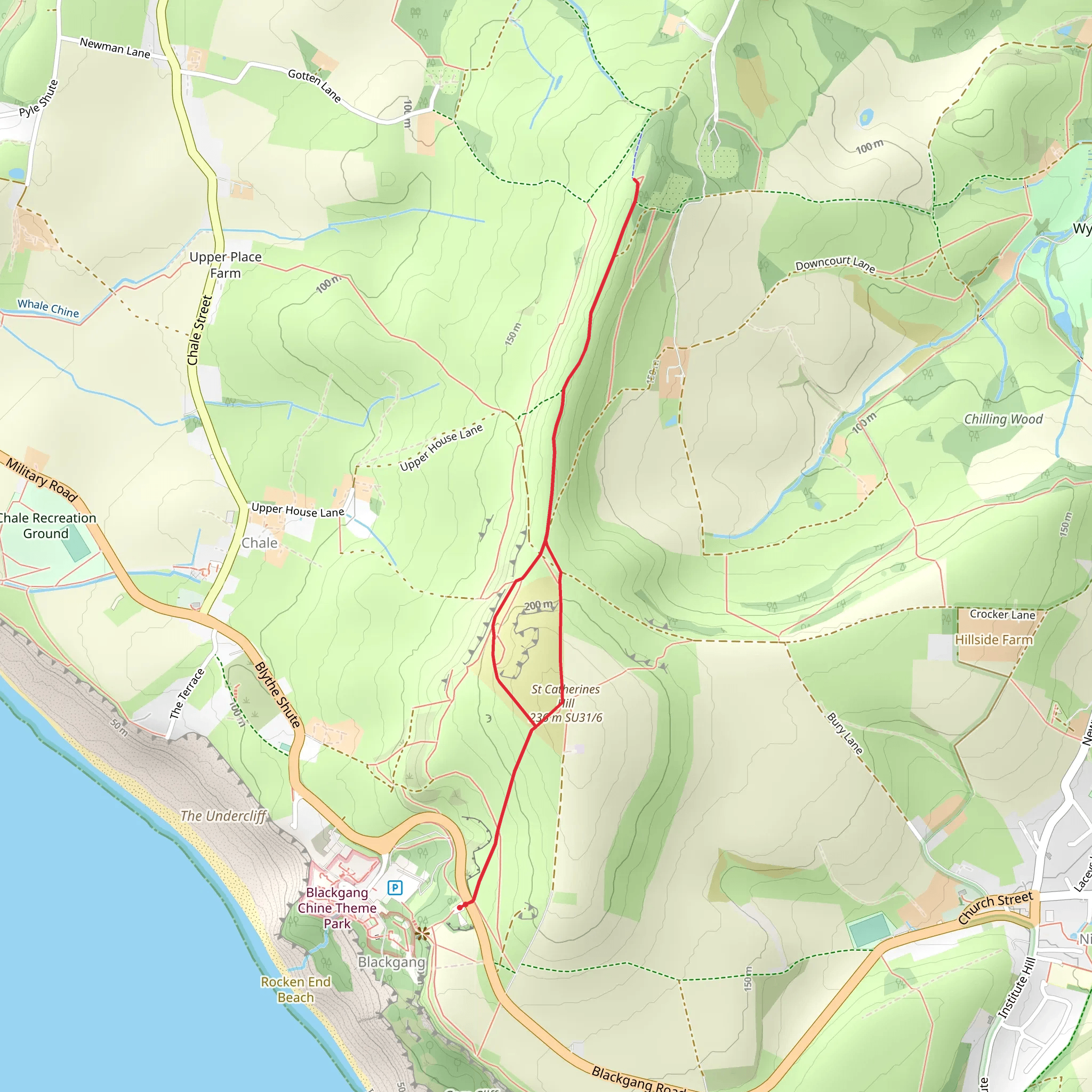 St Catherine's Hill and Hoy Memorial Loop mobile static map