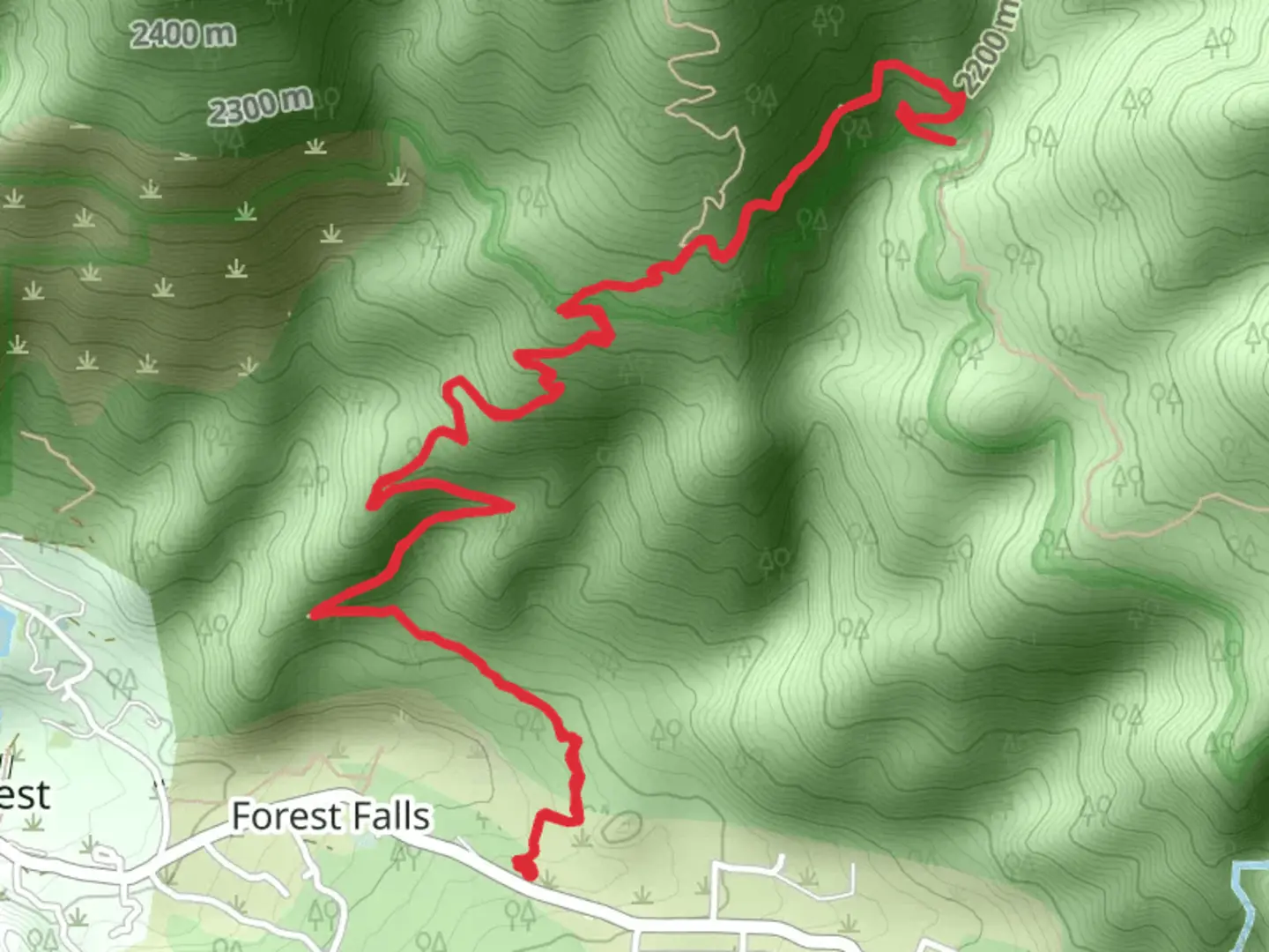 An image depicting the trail Falls Creek Trail via Momyer Creek Trail and its surrounding area.
