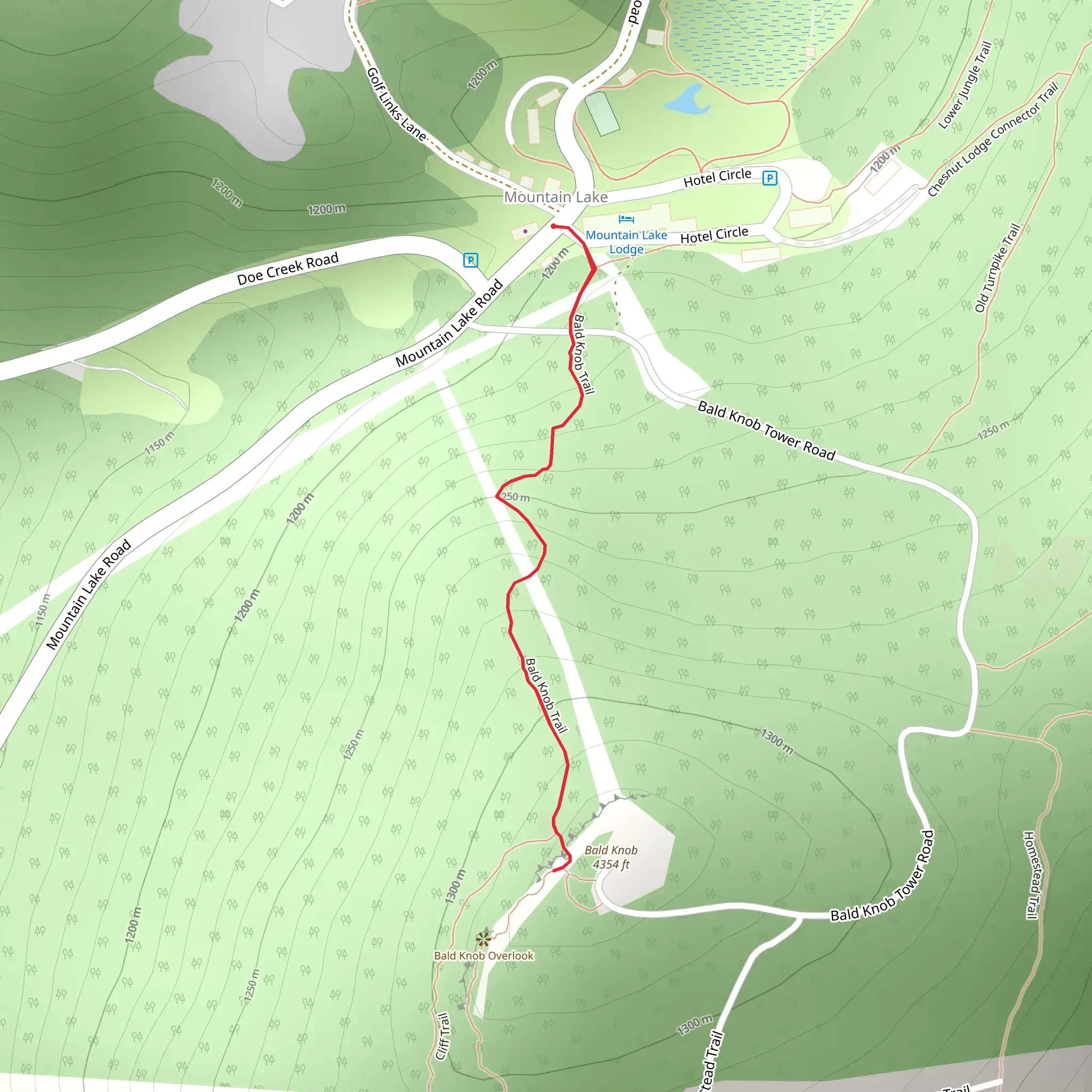 Bald Knob Trail mobile static map