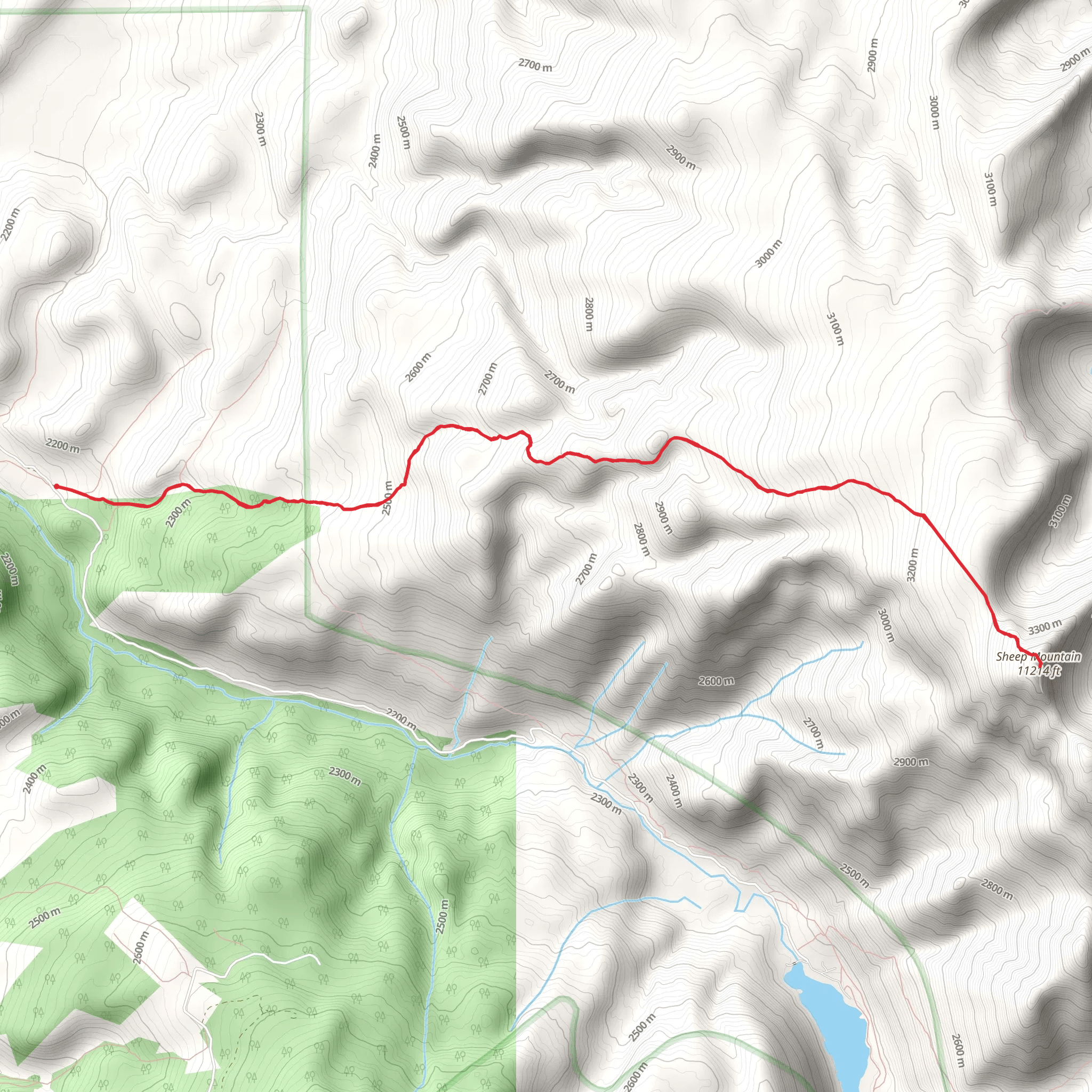 Sheep Mountain Out and Back mobile static map