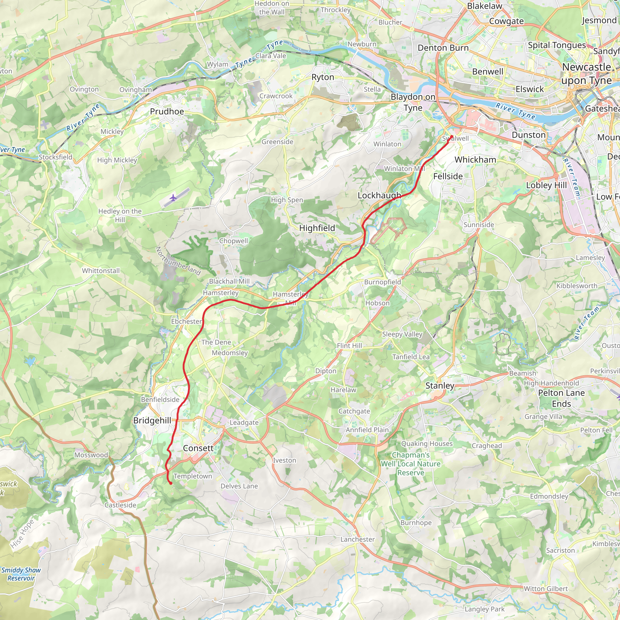 Derwent Valley Walk mobile static map