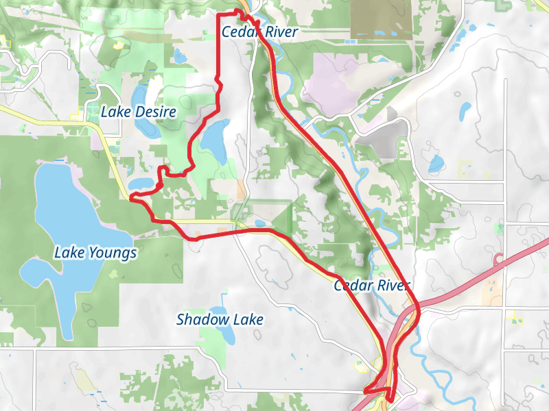 Shady Lake, Spring Lake, Cedar River and Lake Yoke Youngs Loop Trail