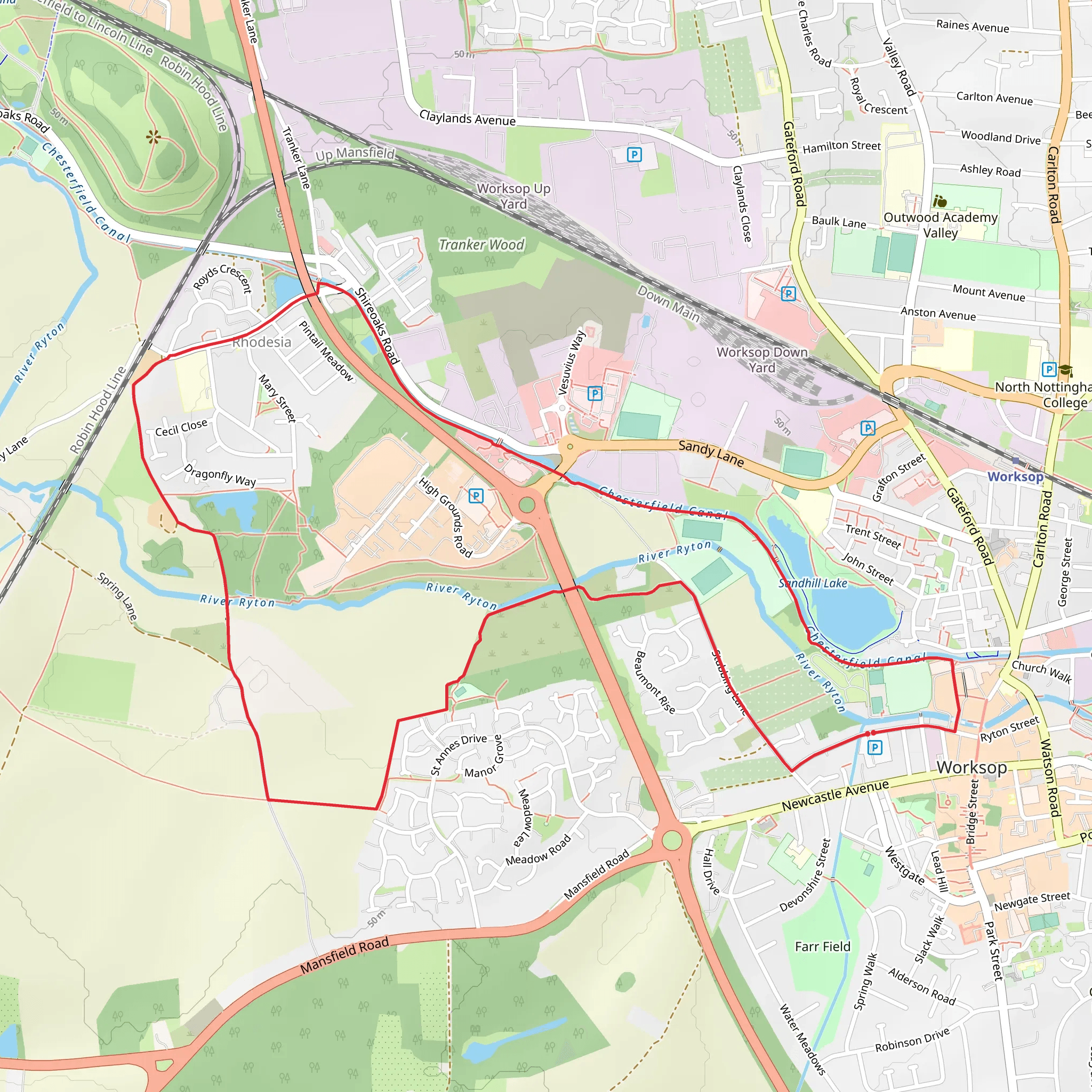 Rhodesia to Workshop Loop mobile static map