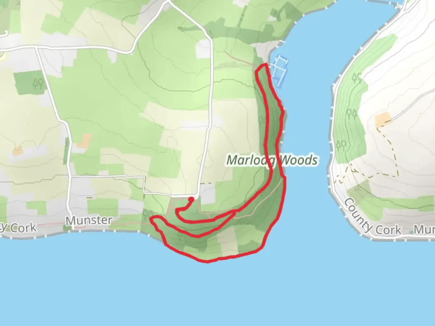An image depicting the trail Marlogue Woods Loop - Cobh and its surrounding area.