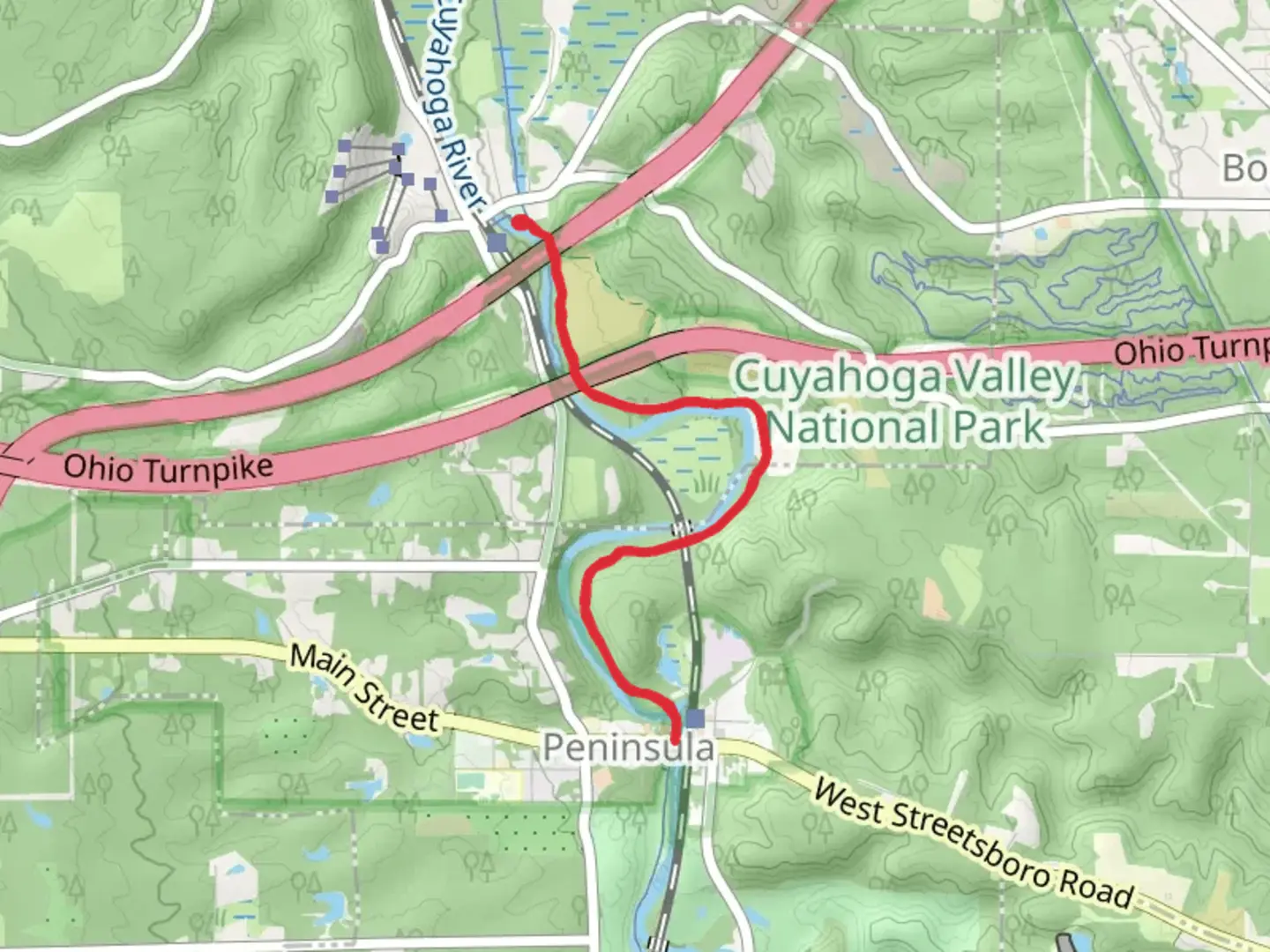 An image depicting the trail Ohio and Erie Canal Towpath Trail from Boston Mill to Peninsula and its surrounding area.