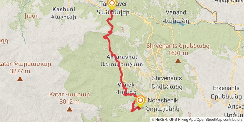 Transcaucasian Trail - Armenia stage 46 Map