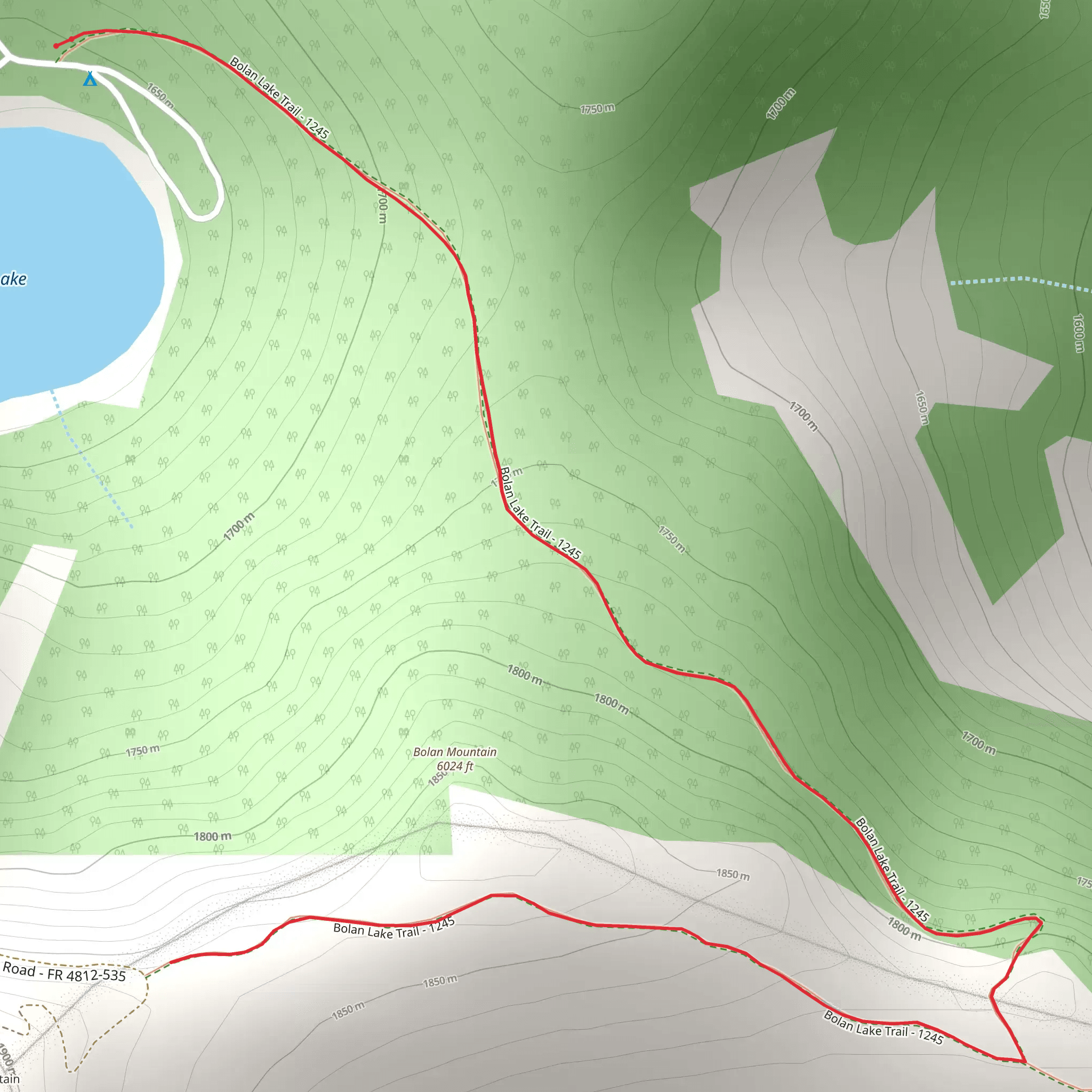 Bolan Lake Trail mobile static map