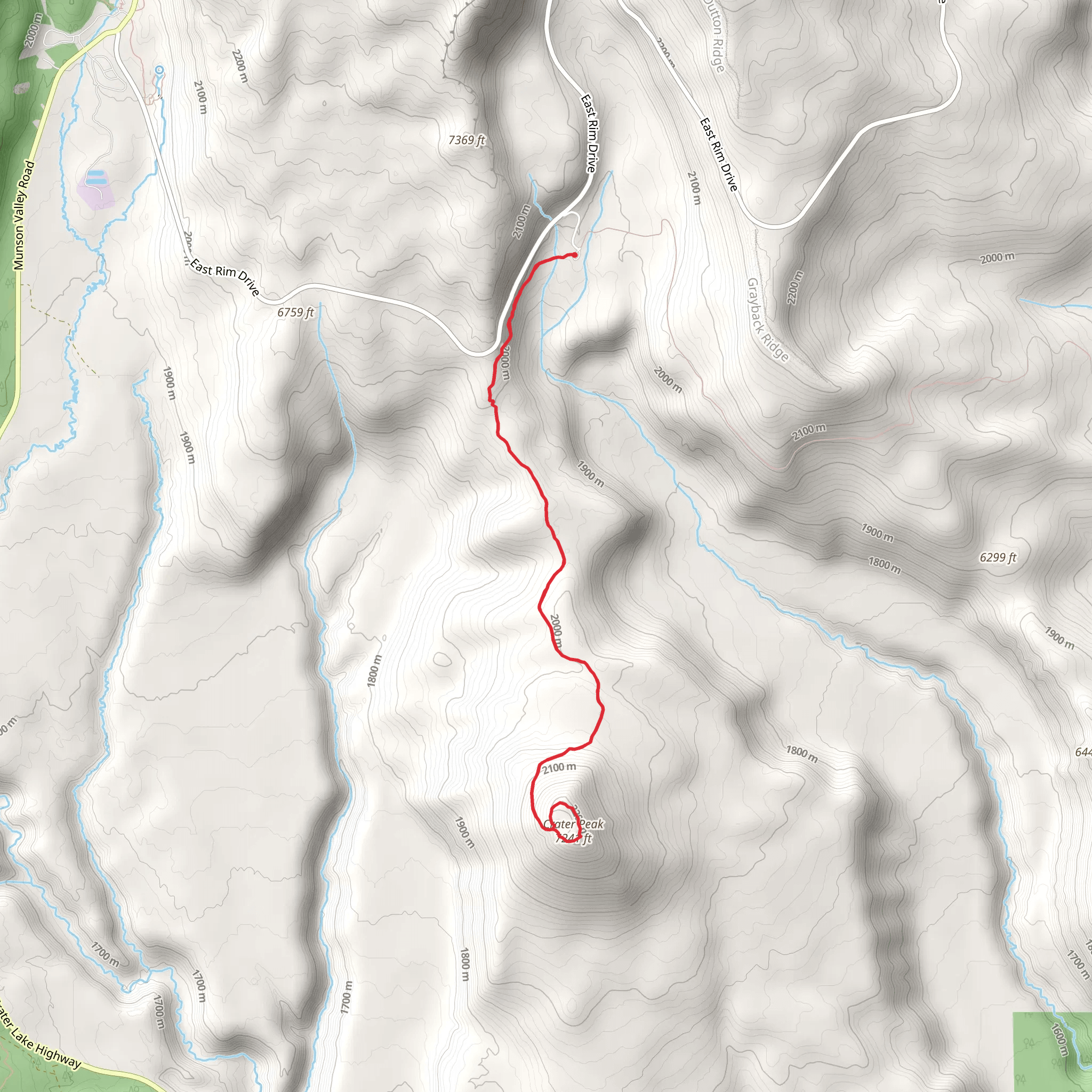 Crater Peak from Grayback Road mobile static map