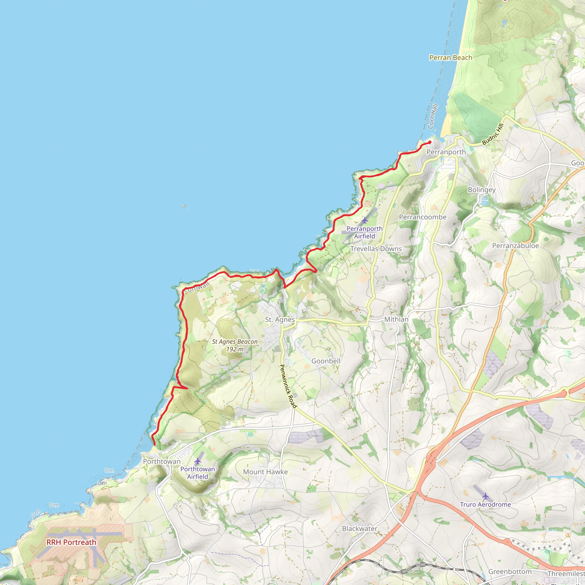 Perranporth to Porthtowan Walk mobile static map