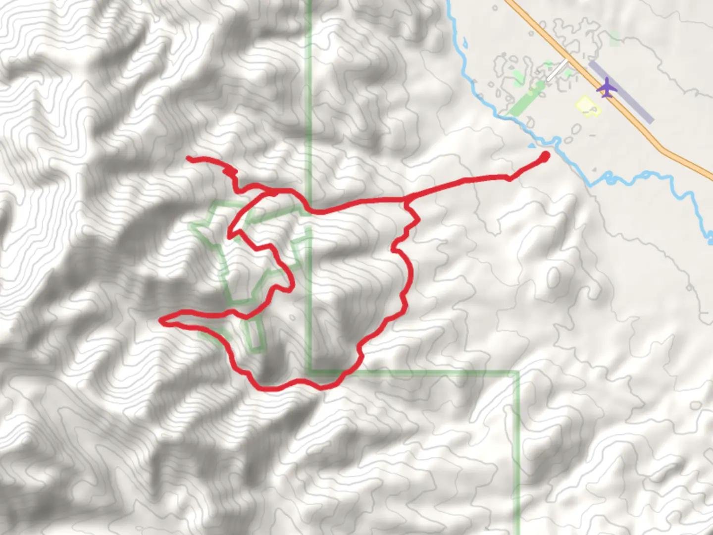 An image depicting the trail Horseshoe Canyon and Cliff Creek Loop from Smelter Avenue and its surrounding area.