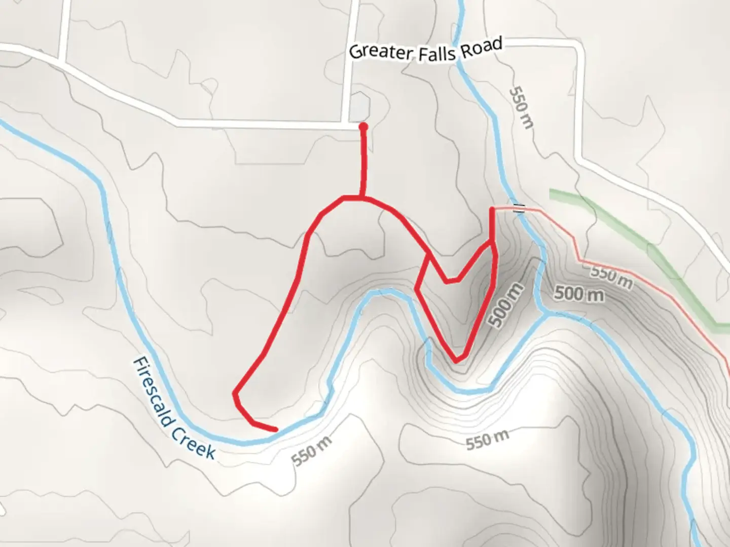 An image depicting the trail Blue Hole and Greeter Falls Loop Trail and its surrounding area.