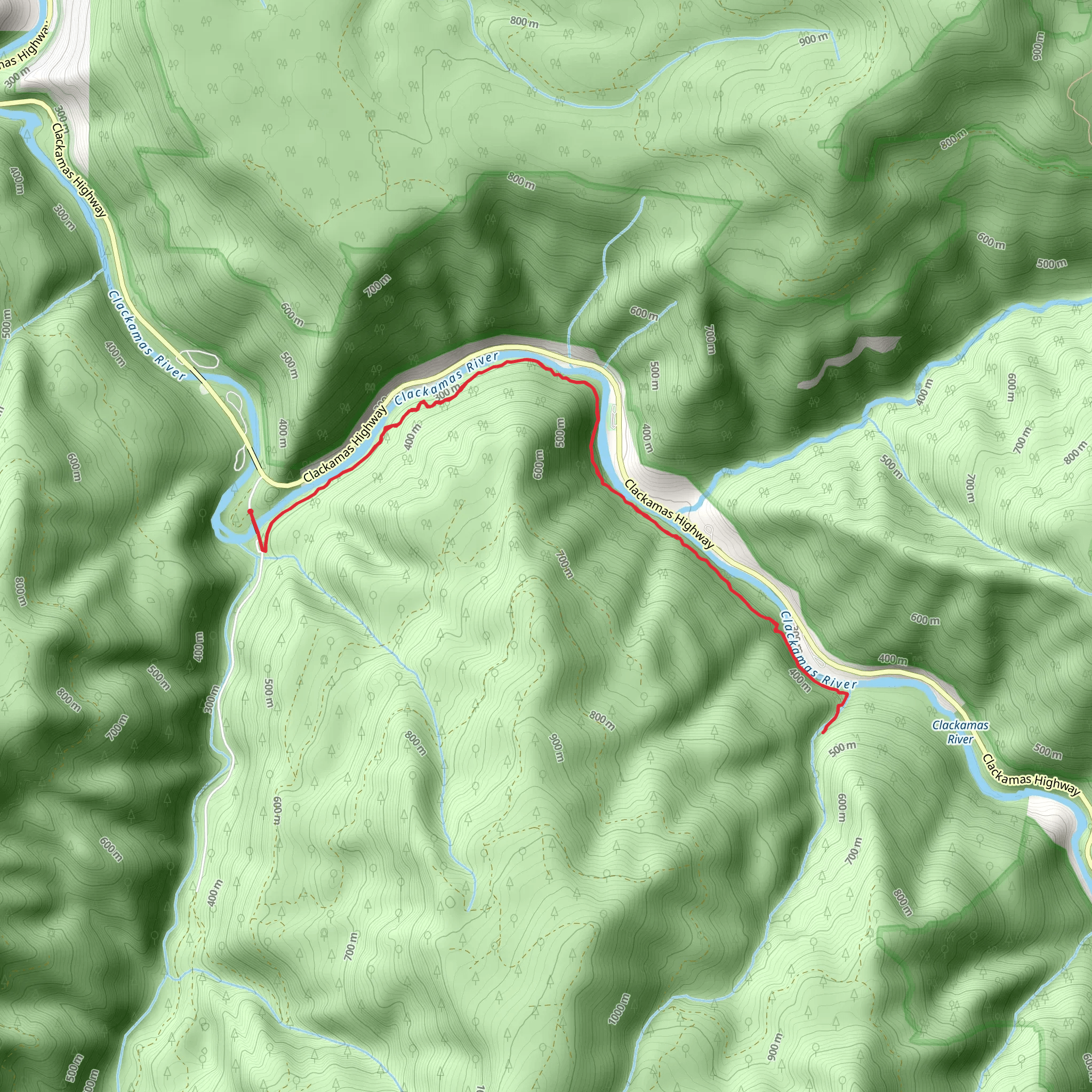 Pup Creek Falls and Clakamas River Trail mobile static map