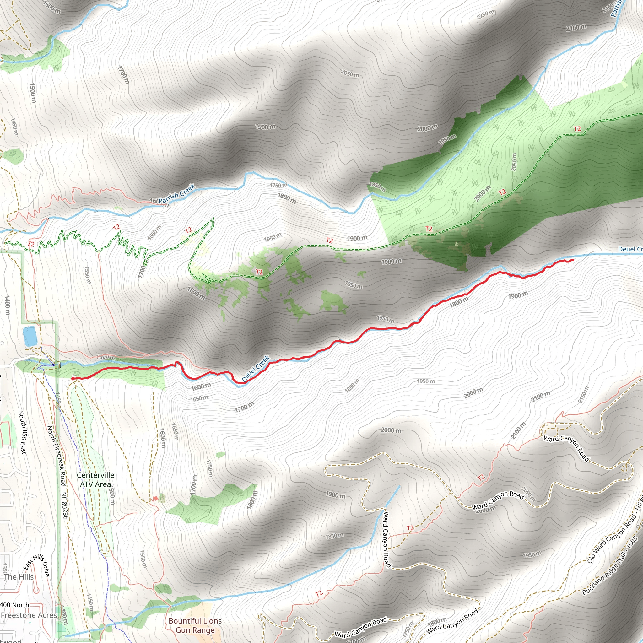 Deuel Creek Trail Out and Back mobile static map