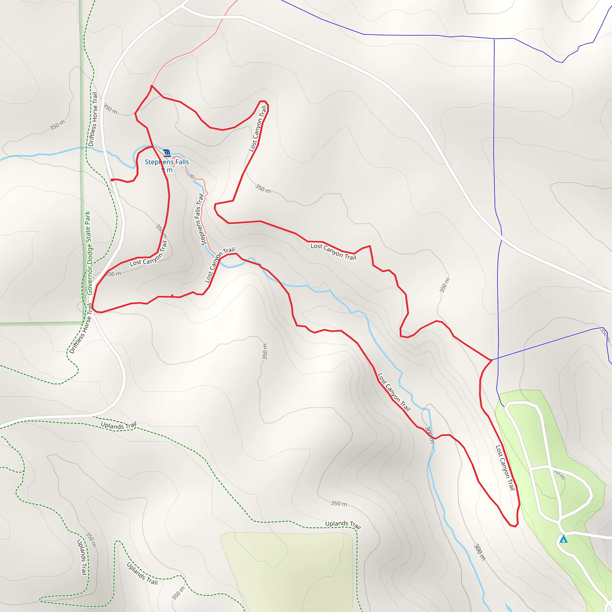 Lost Canyon and Stephens Falls Loop Trail mobile static map